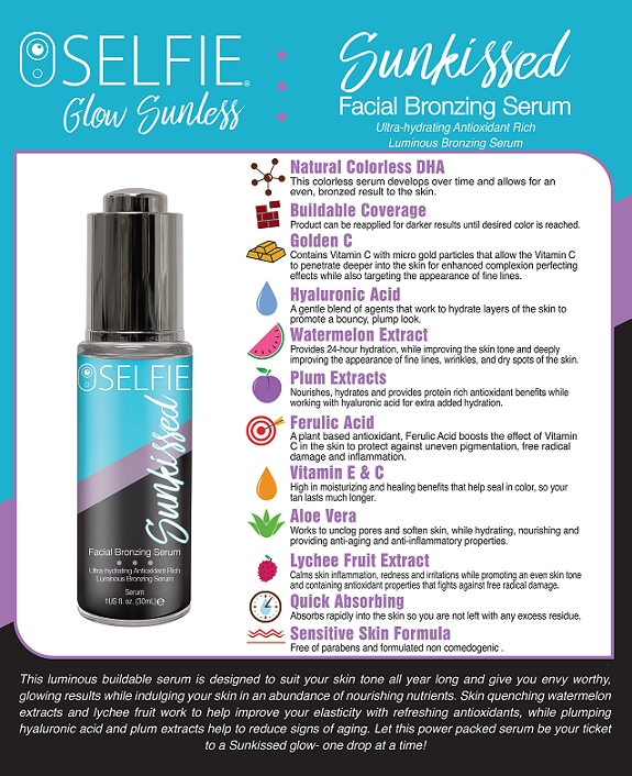 Selfie Sunkissed ultra nawilżające samoopalające serum brązujace do twarzy