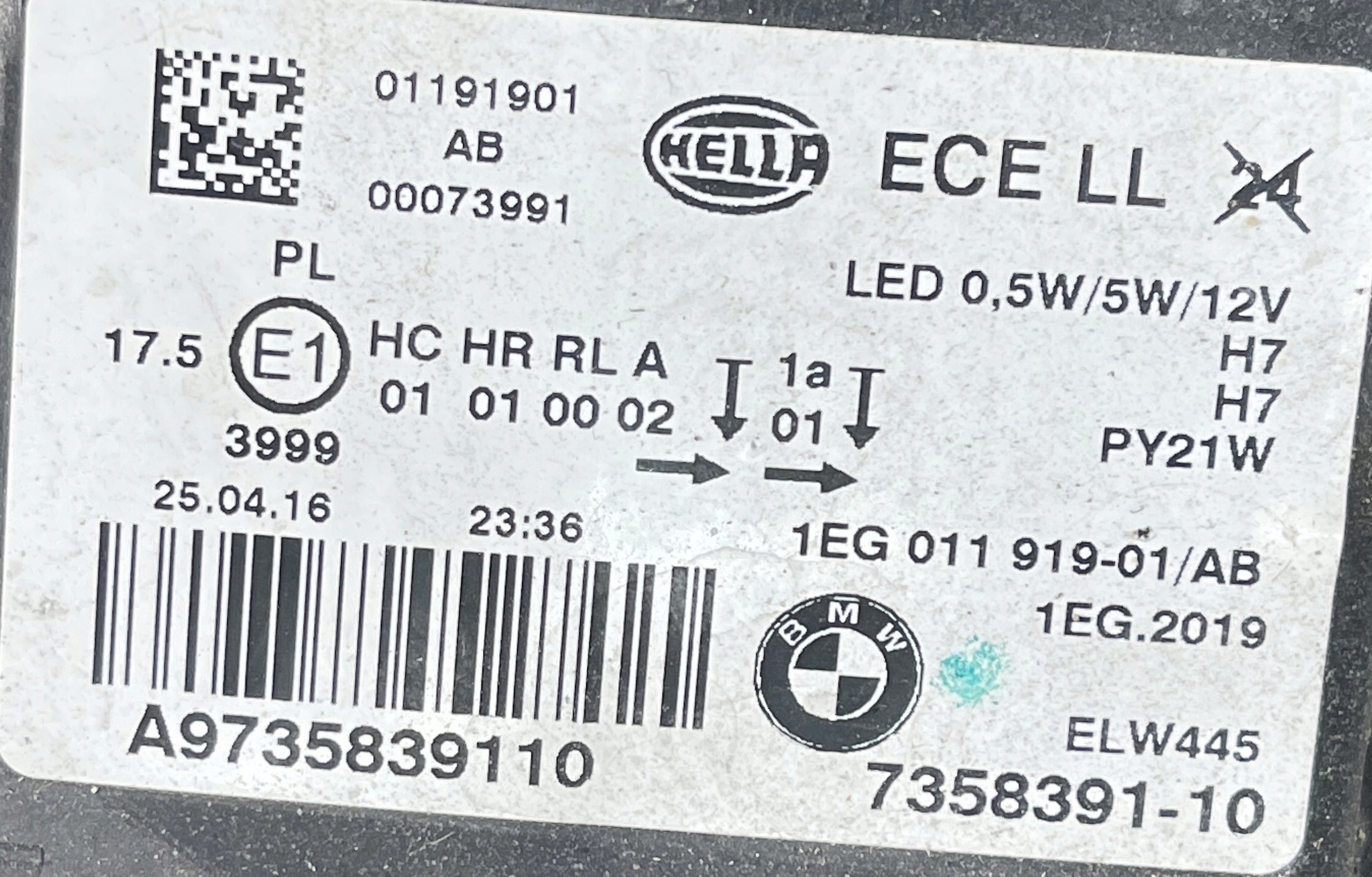 BMW 1 Series F20/F21 (2011-2020) Front Left Headlight OEM7358391  