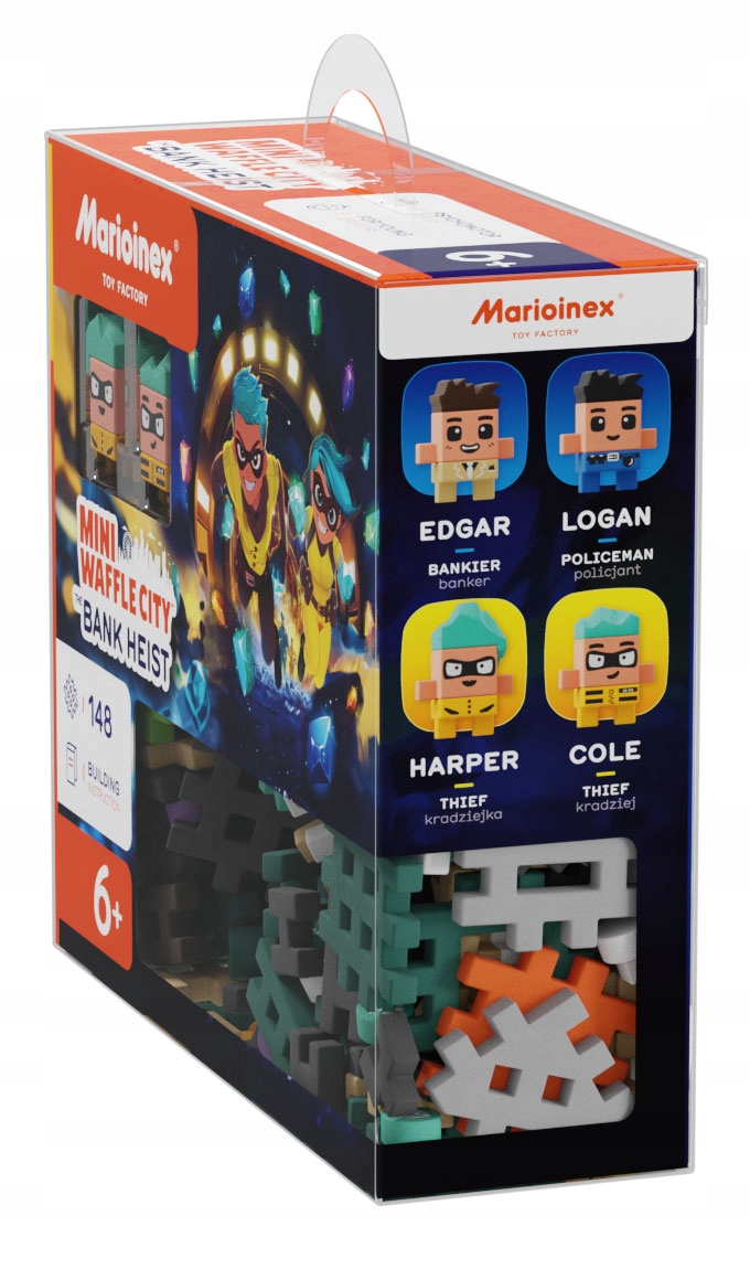 Marioinex Wafle Mini NAPAD NA BANK, skarbiec z diamentami 148 el 4 figurki