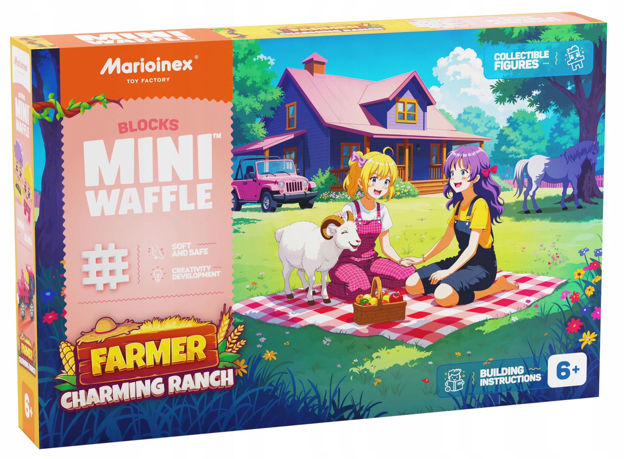 Marioinex klocki WAFFLE mini FARMER - Urocze ranczo, 112 elementów