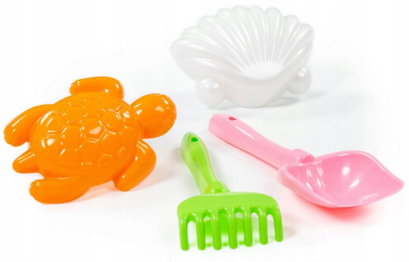 Zestaw do piasku łopatka+grabki, 2 foremki