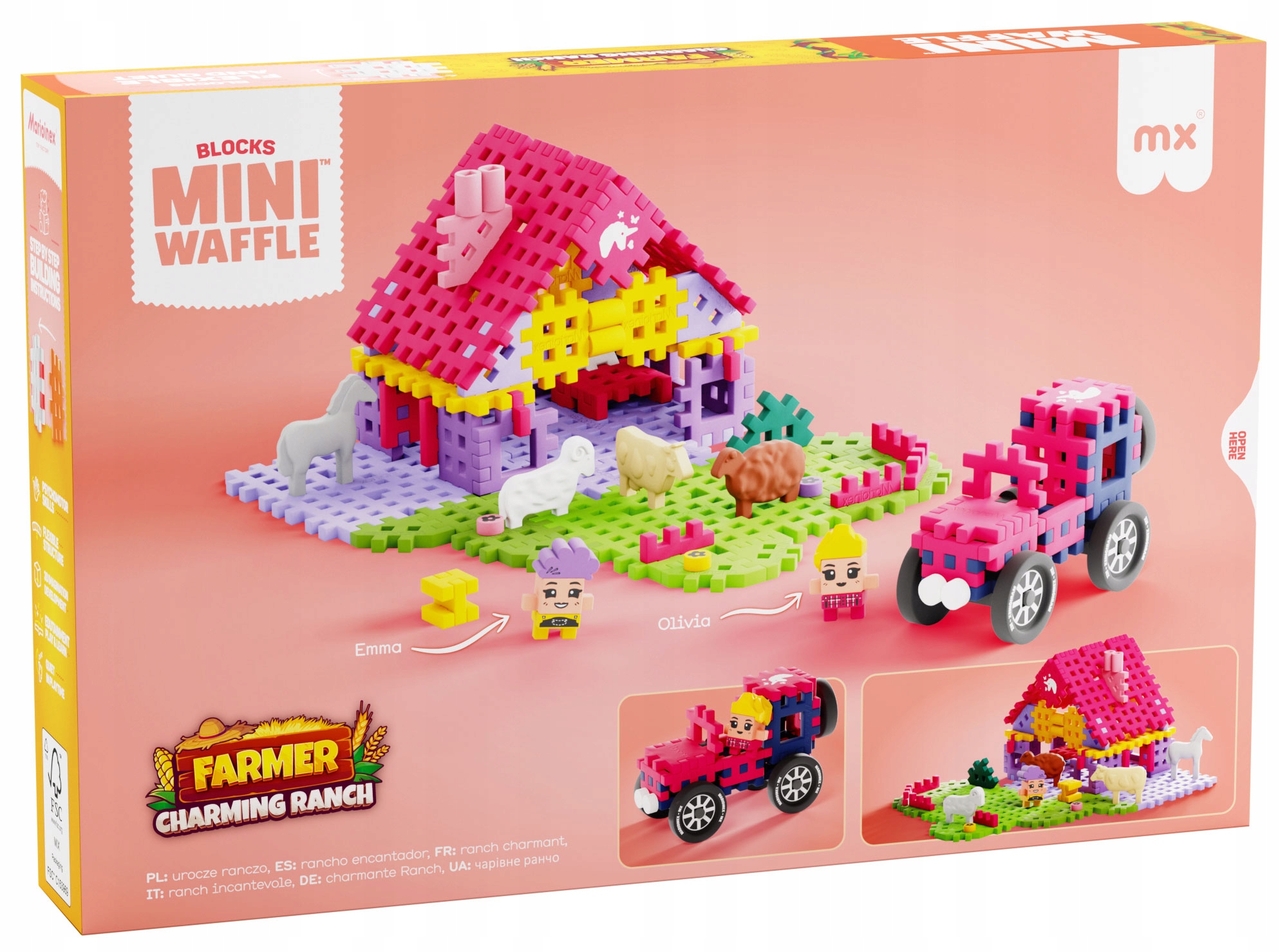 Marioinex klocki WAFFLE mini FARMER - Urocze ranczo, 112 elementów