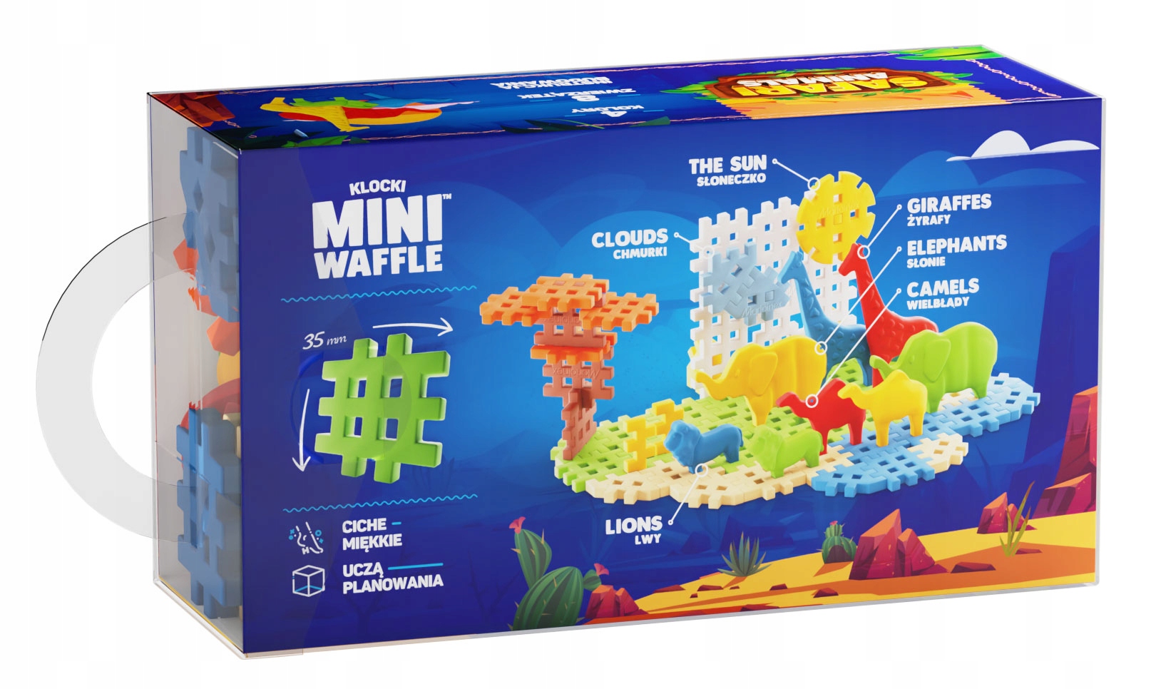 Marioinex klocki WAFFLE mini Safari Animals, 50 el w tym 8 zwierząt