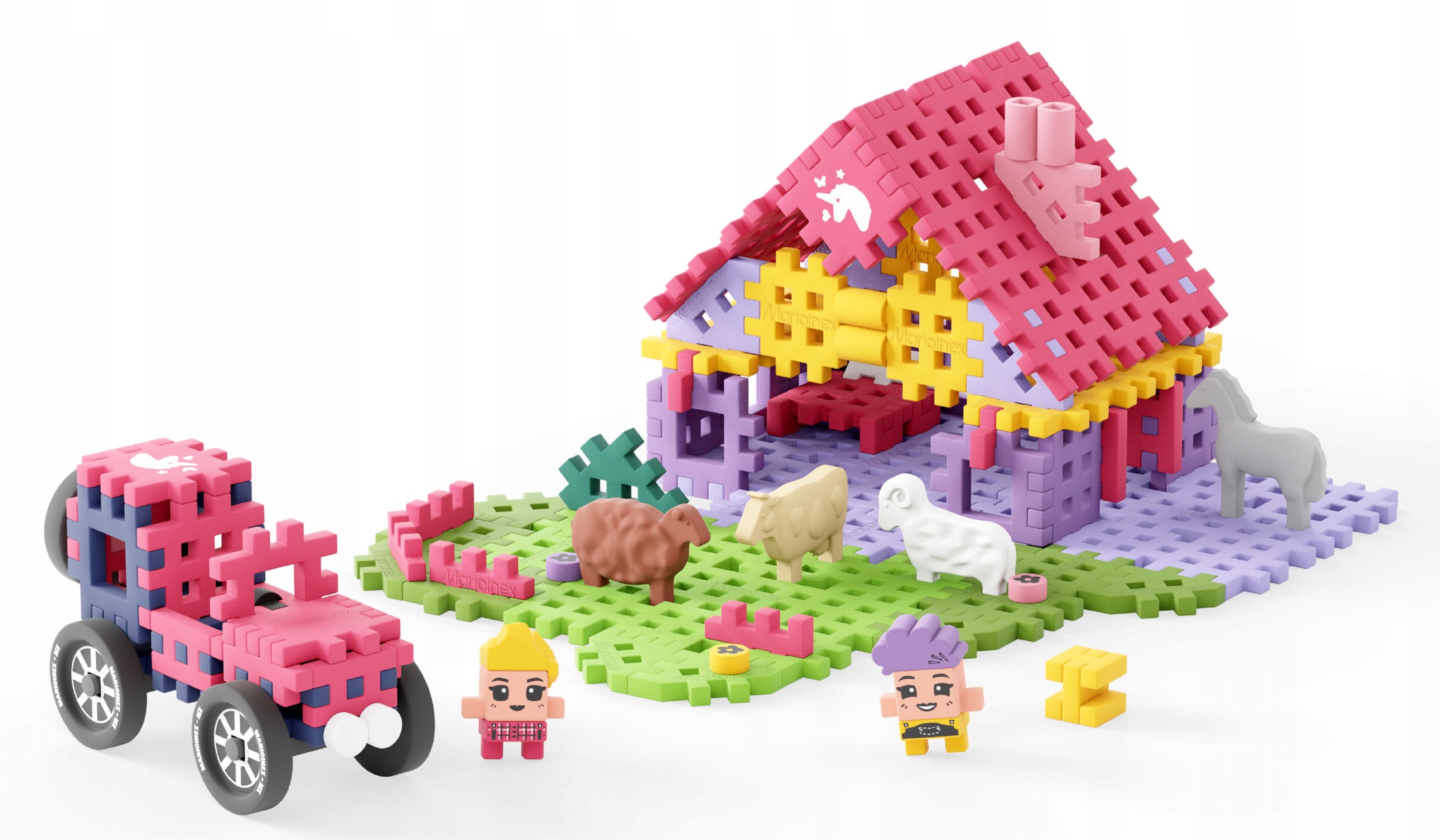 Marioinex klocki WAFFLE mini FARMER - Urocze ranczo, 112 elementów