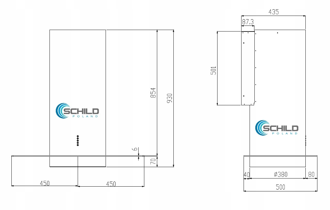 TUBA OKAP KUCHENNY ŚCIENNY 574m3 CZARNY OKRĄGŁY
