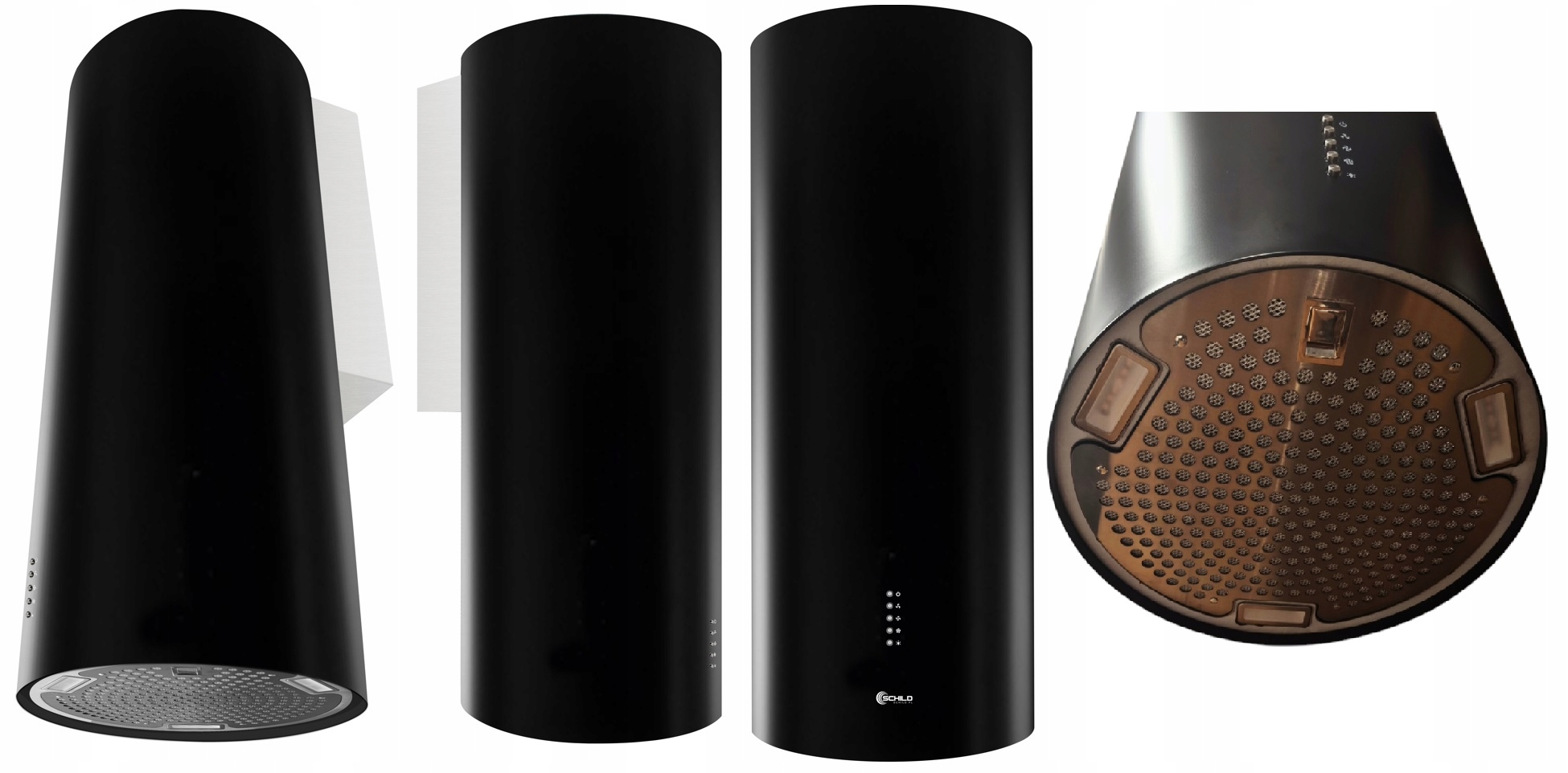 TUBA OKAP KUCHENNY ŚCIENNY 574m3 CZARNY OKRĄGŁY