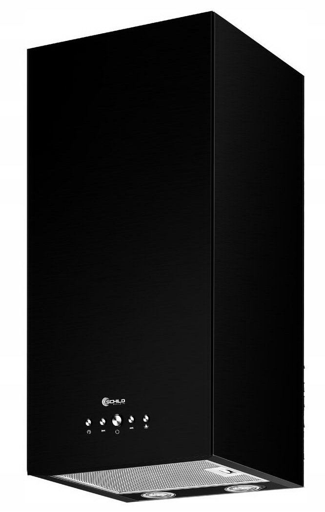 OKAP KUCHENNY ŚCIENNY CZARNY KOMINOWY PROSTOKĄTNY