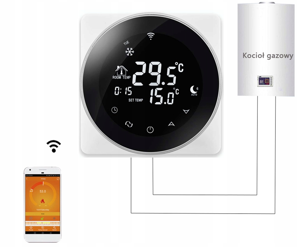 WIFI REGULATOR STEROWNIK TEMPERATURY POKOJOWEJ pieca gazowego termostat