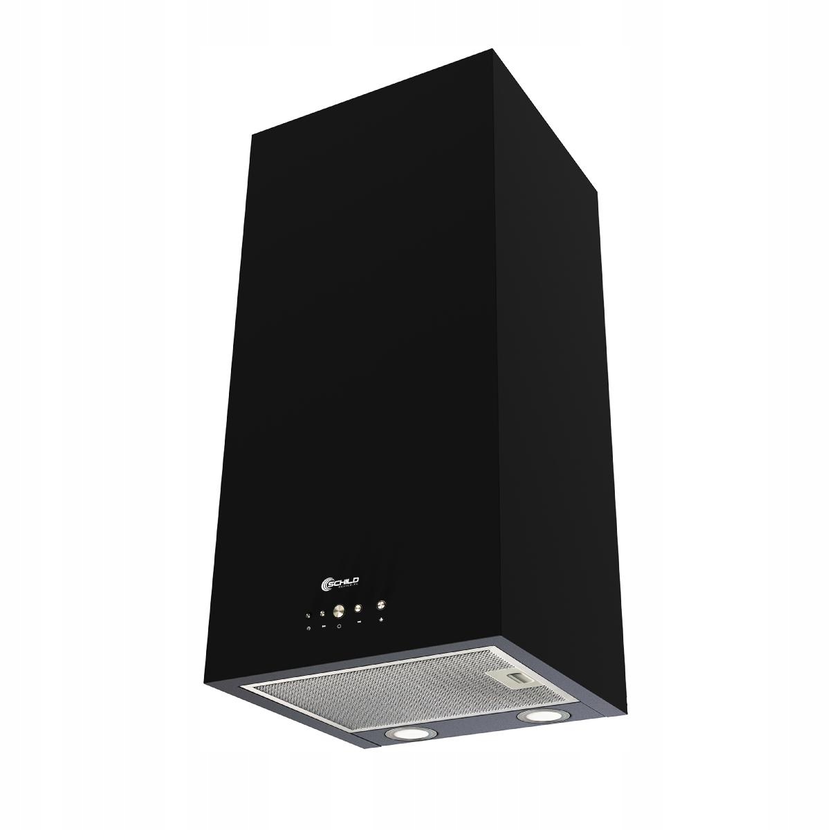 OKAP KUCHENNY ŚCIENNY CZARNY KOMINOWY PROSTOKĄTNY