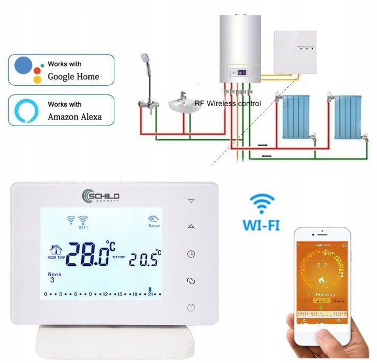 Bezprzewodowy regulator temperatury termostat WiFi