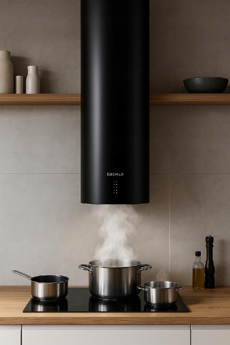 TUBA OKAP KUCHENNY ŚCIENNY 574m3 CZARNY OKRĄGŁY