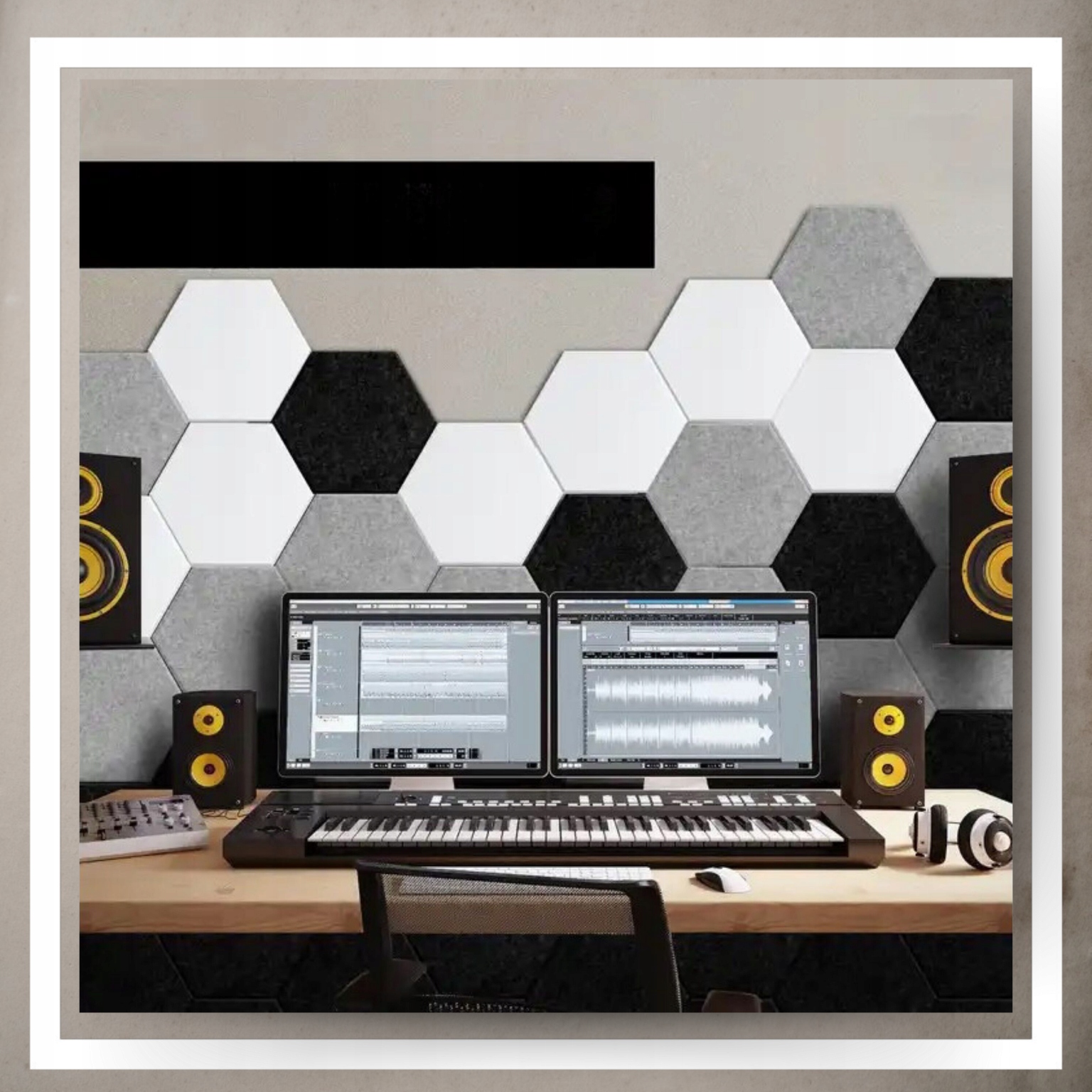 Panele Ścienne Filcowe 3D Heksagon Zagłówek Samoprzylepne Akustyczne Soft