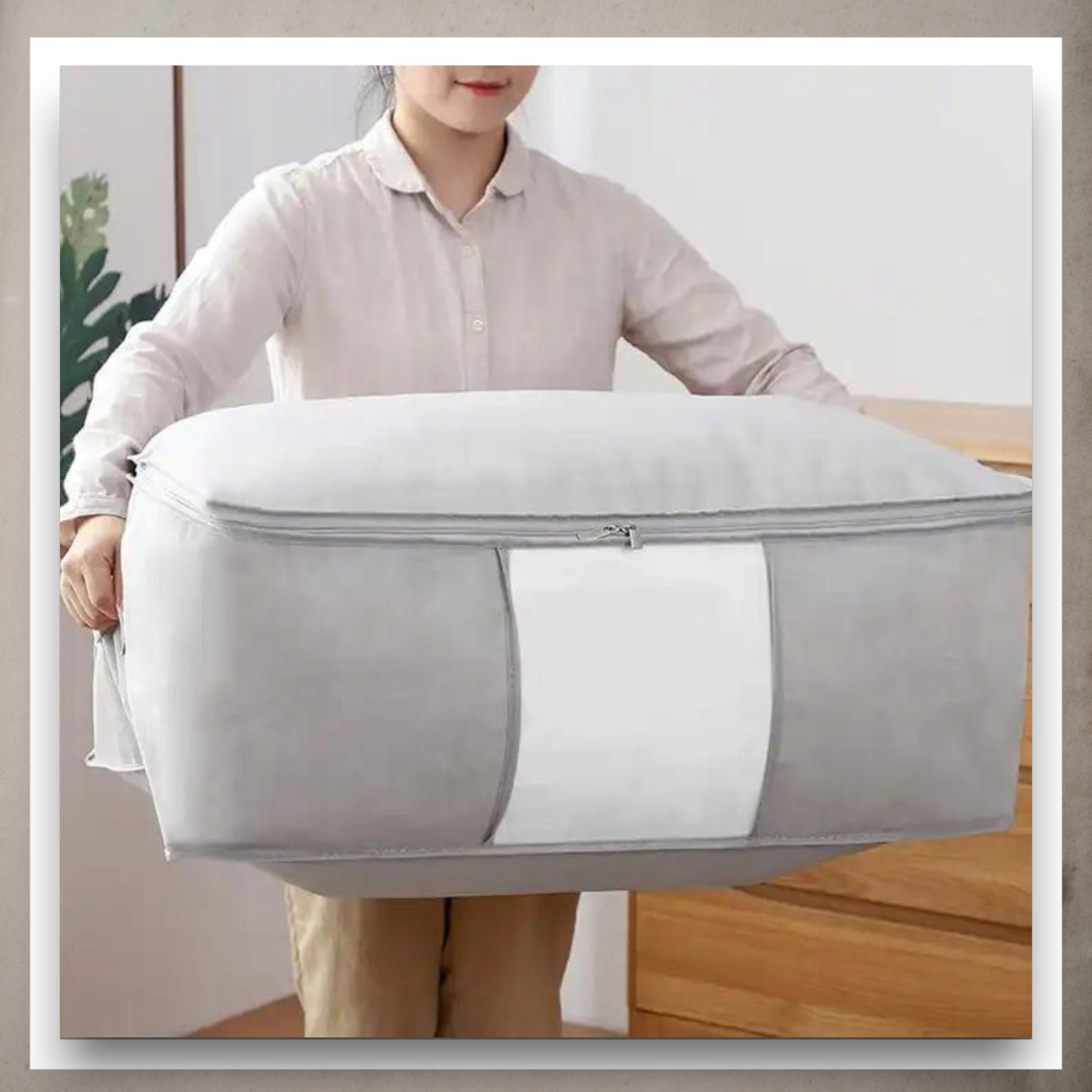 Pokrowiec Na Pościel Pod Łóżko Pojemnik Na Ubrania Torba Miękki Szary S