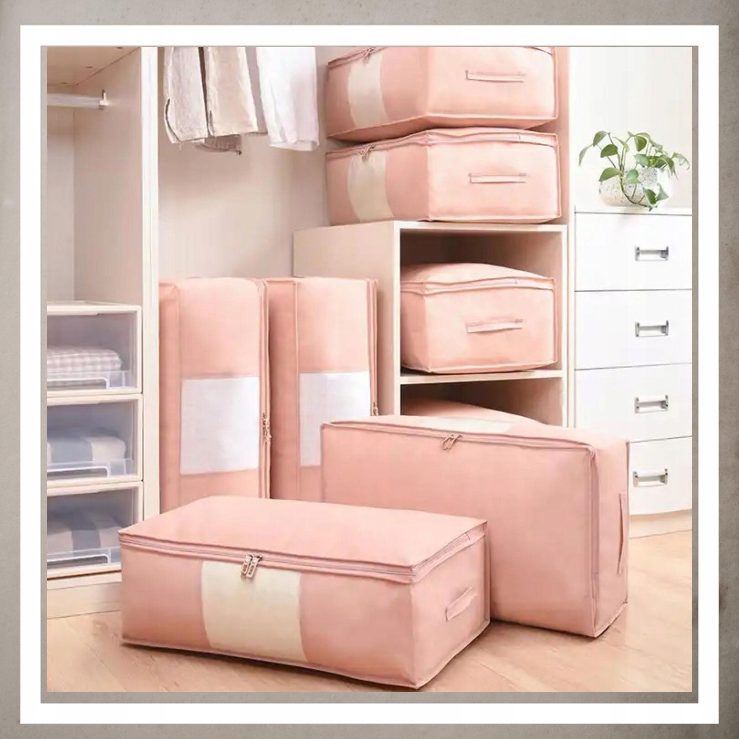 Pokrowiec Na Pościel Pod Łóżko Pojemnik Na Ubrania Torba Miękki Różowy L