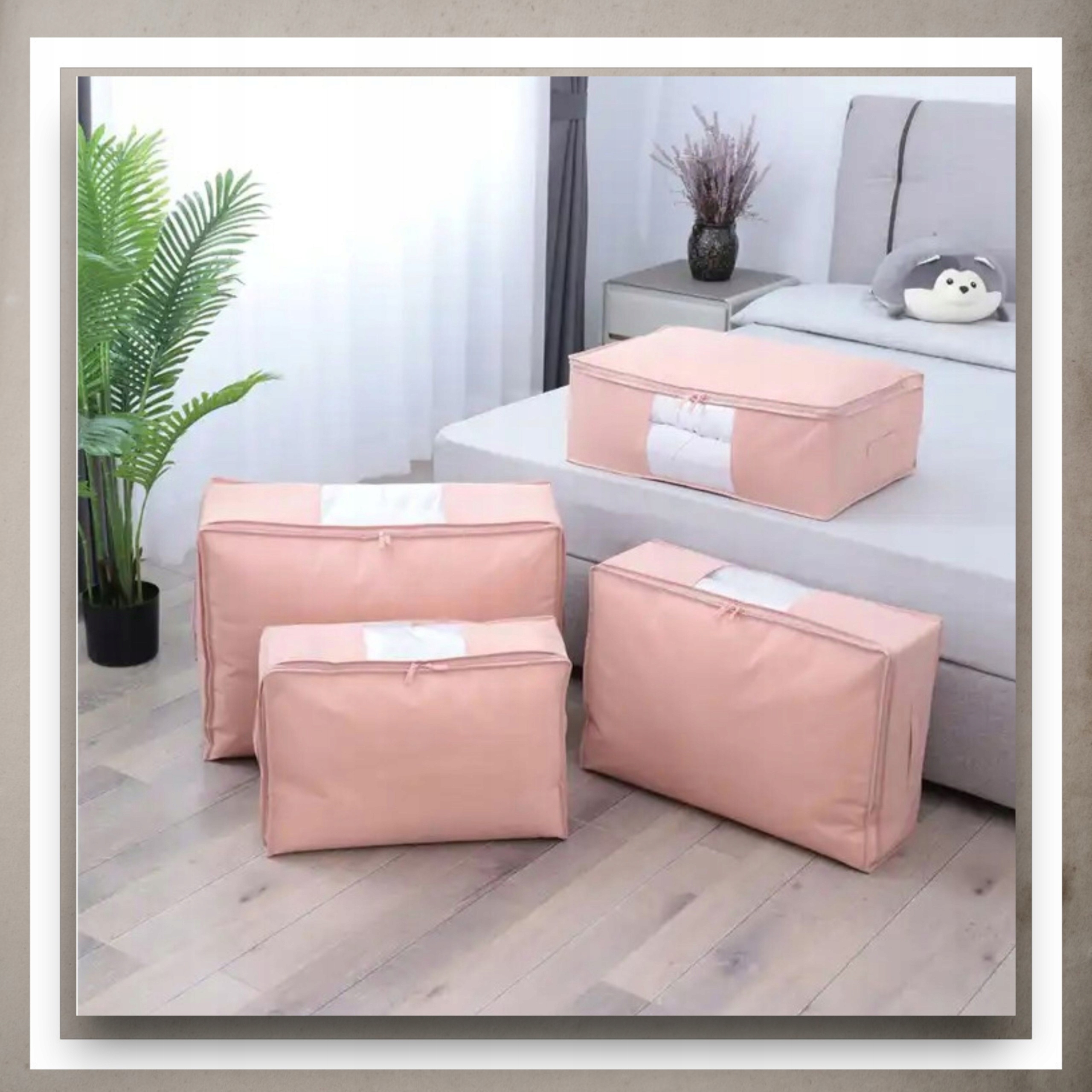 Pokrowiec Na Pościel Pod Łóżko Pojemnik Na Ubrania Torba Miękki Różowy S