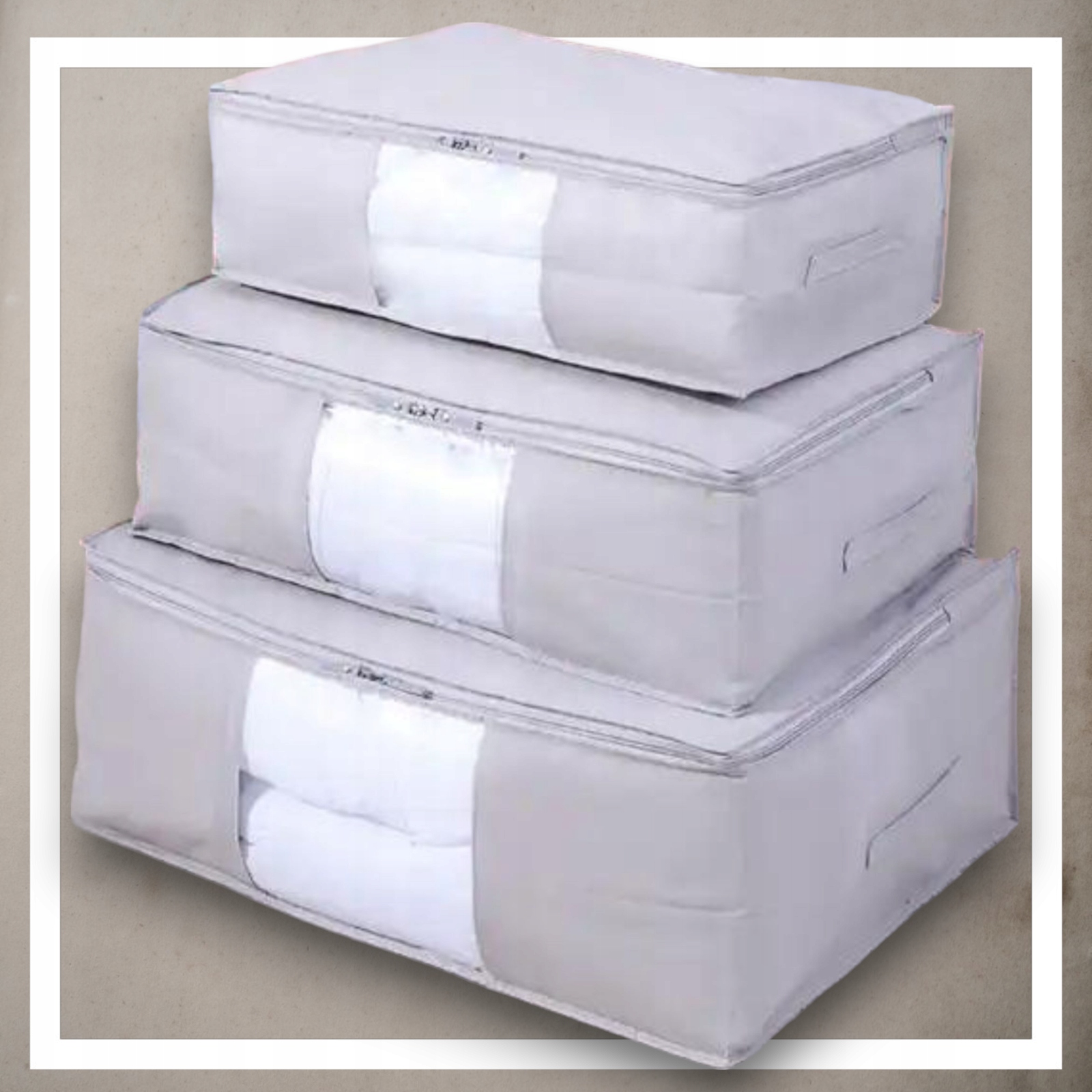Pokrowiec Na Pościel Pod Łóżko Pojemnik Na Ubrania Torba Miękki Szary S