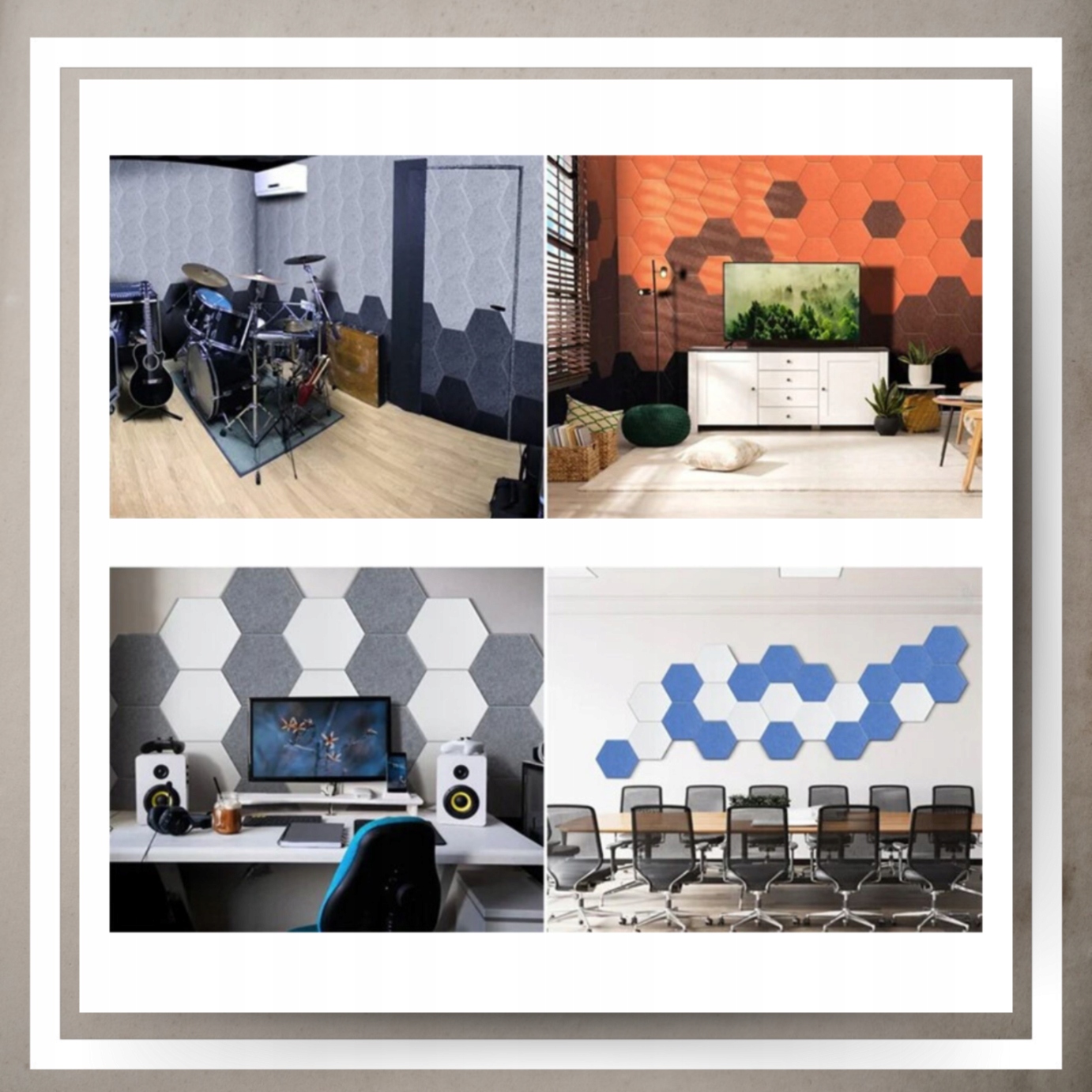 Panele Ścienne Filcowe 3D Heksagon Zagłówek Samoprzylepne Akustyczne Soft