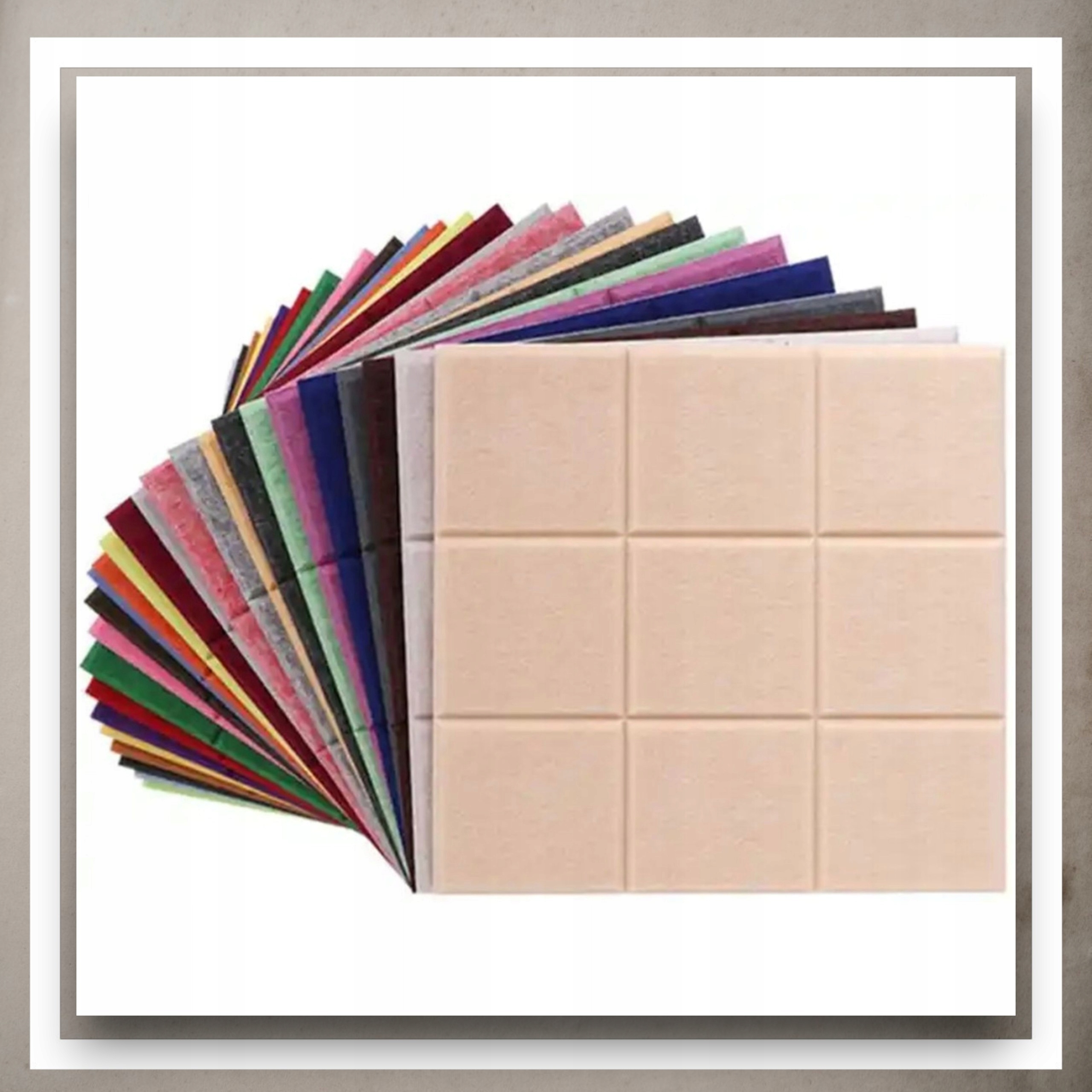 Panele Ścienne Filcowe 3D Kwadrat Zagłówek Samoprzylepne Akustyczne Soft