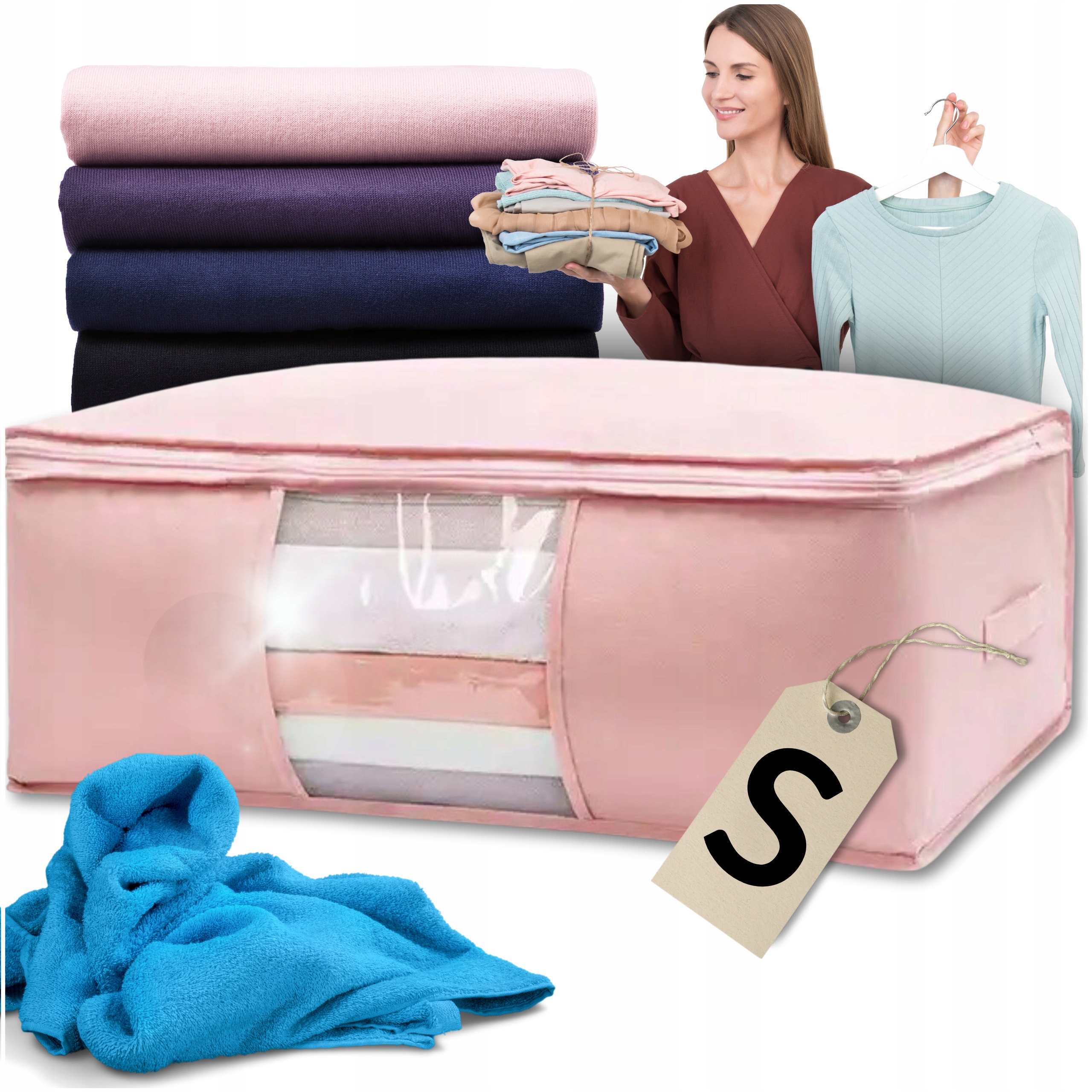Pokrowiec Na Pościel Pod Łóżko Pojemnik Na Ubrania Torba Miękki Różowy S