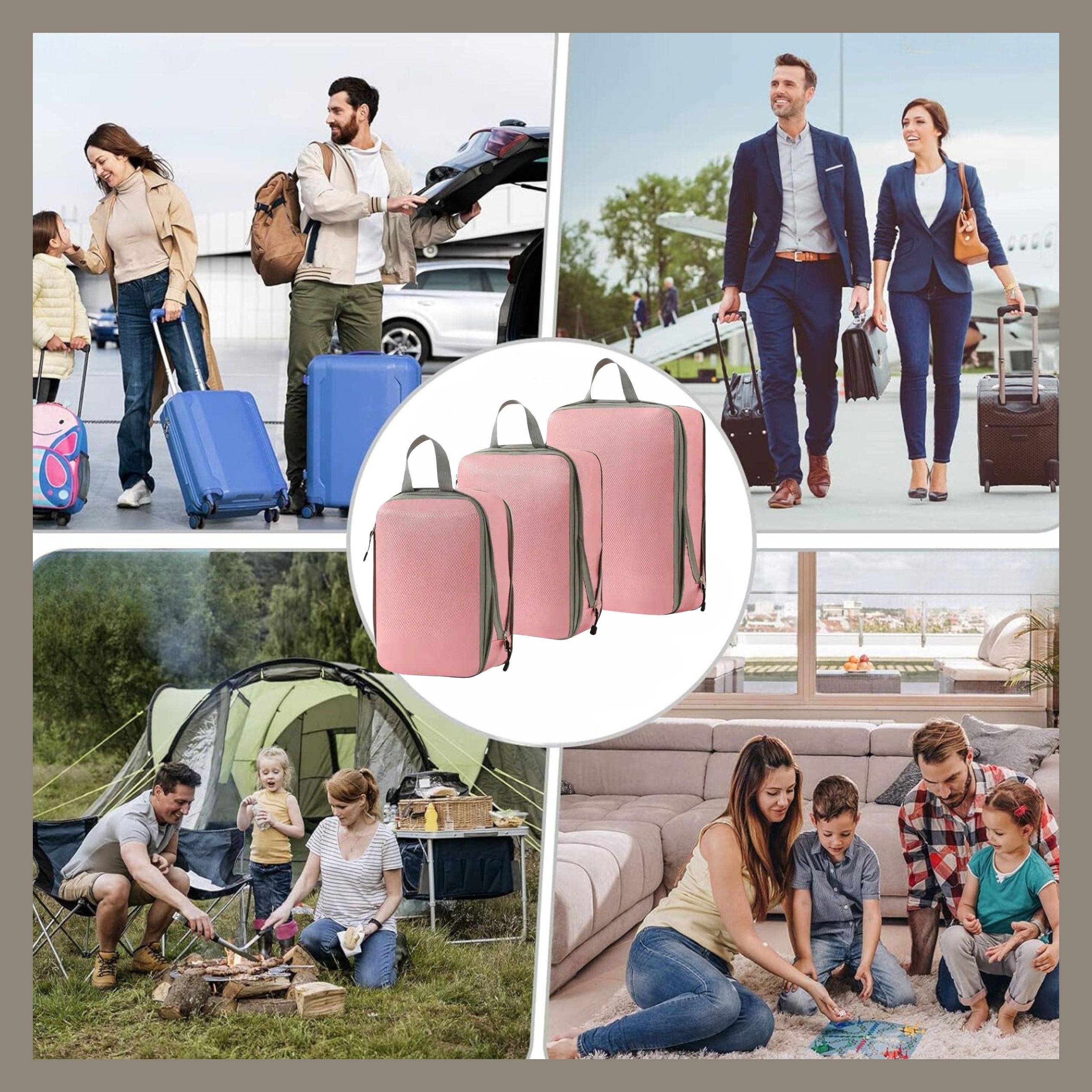 Organizer Kompresyjny  Zestaw 3 Szt     Różowy