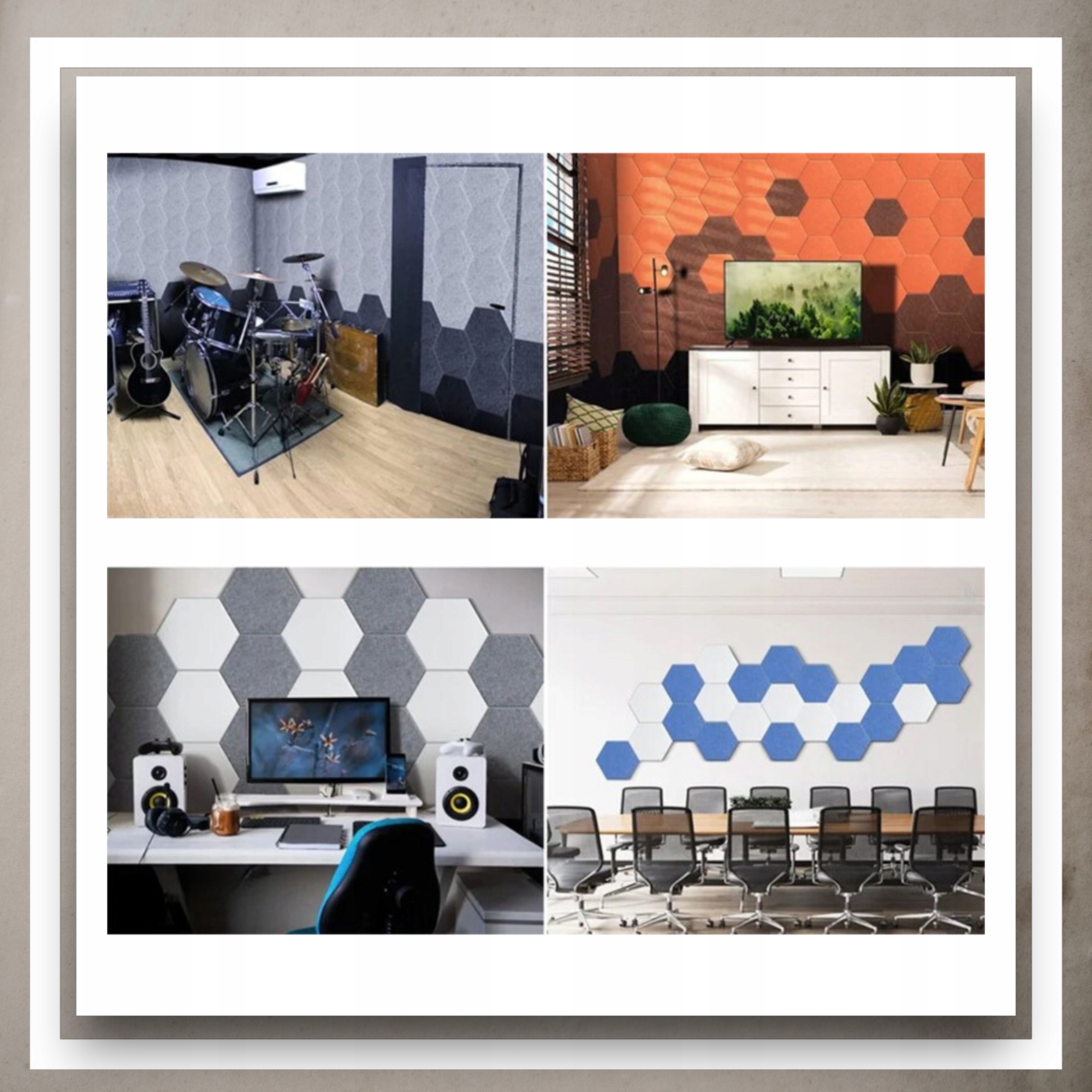 Panele Ścienne Filcowe 3D Heksagon Zagłówek Samoprzylepne Akustyczne Soft