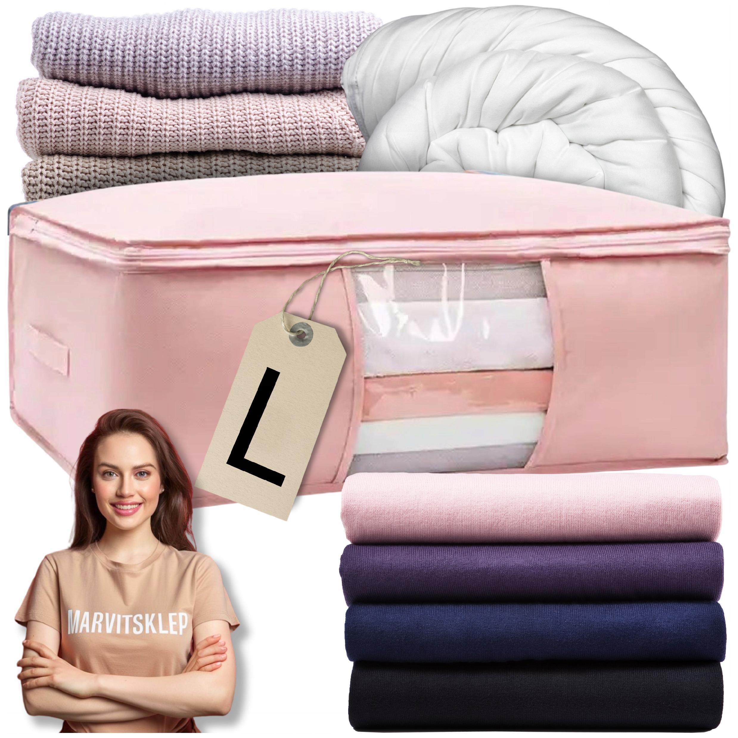 Pokrowiec Na Pościel Pod Łóżko Pojemnik Na Ubrania Torba Miękki Różowy L