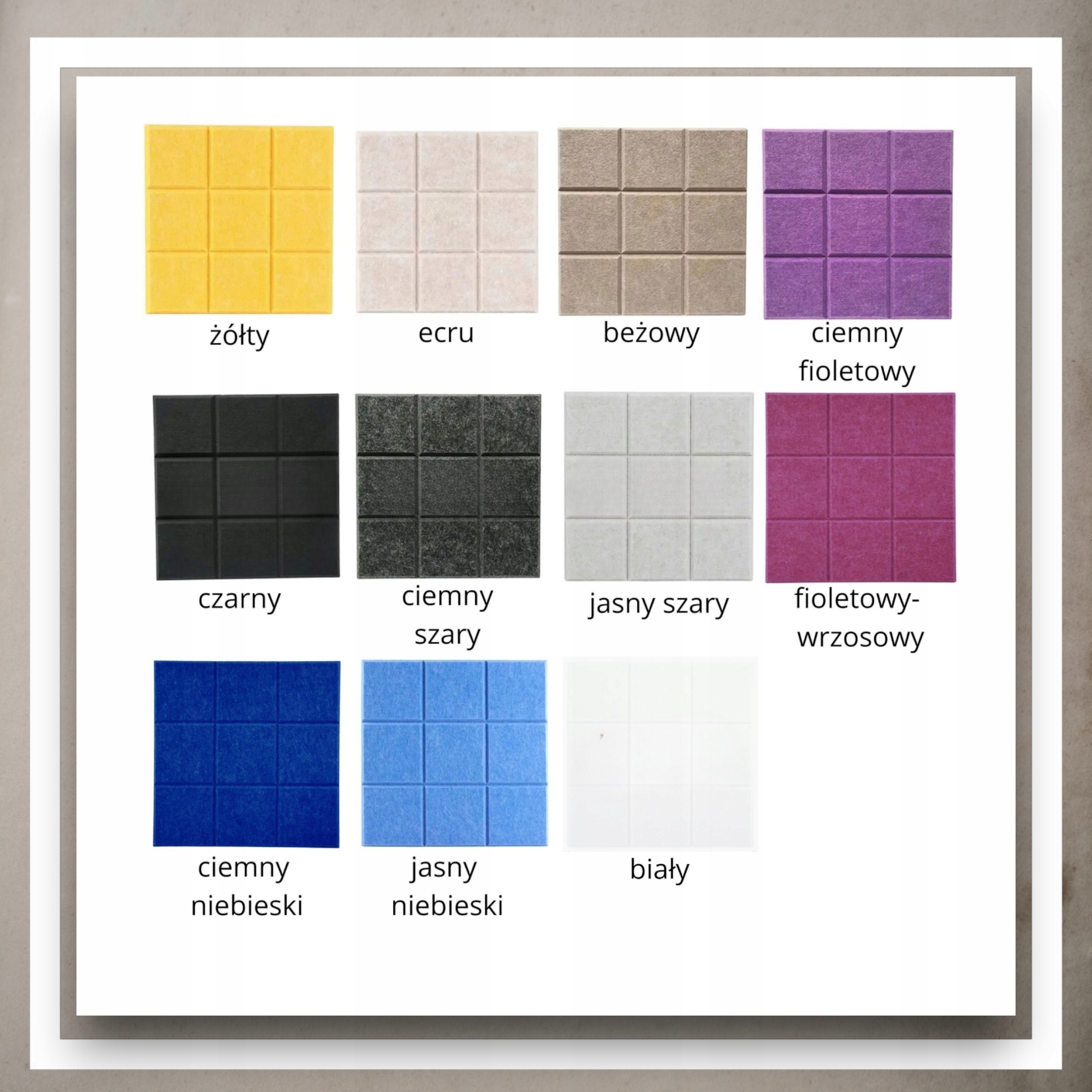 Panele Ścienne Filcowe 3D Kwadrat Zagłówek Samoprzylepne Akustyczne Soft