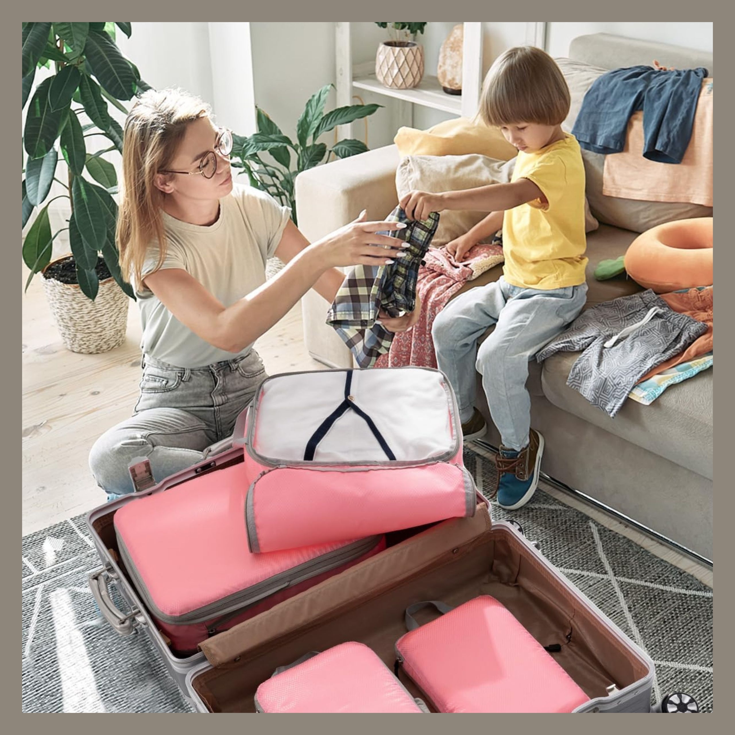 Organizer Kompresyjny  Zestaw 3 Szt     Różowy