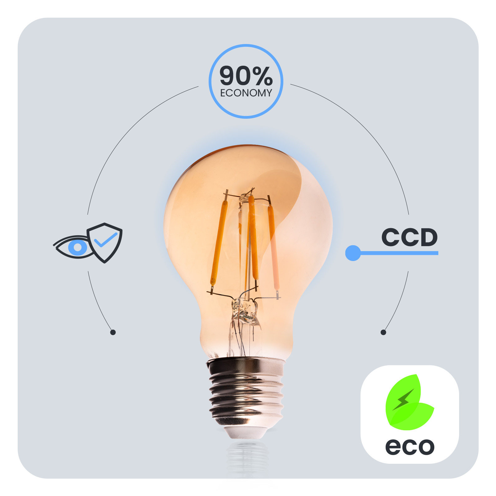 Żarówka LED E27 A60 6W 660LM = 50W 2000K Ciepła 360° Filament Amber LUMILED - pierwsza cecha produktu