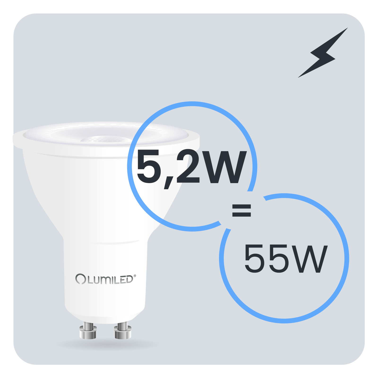 Żarówka LED GU10 Reflektor PAR16 5,2W = 55W 720LM 2700K Ciepła 38° LUMILED - trzecia cecha produktu