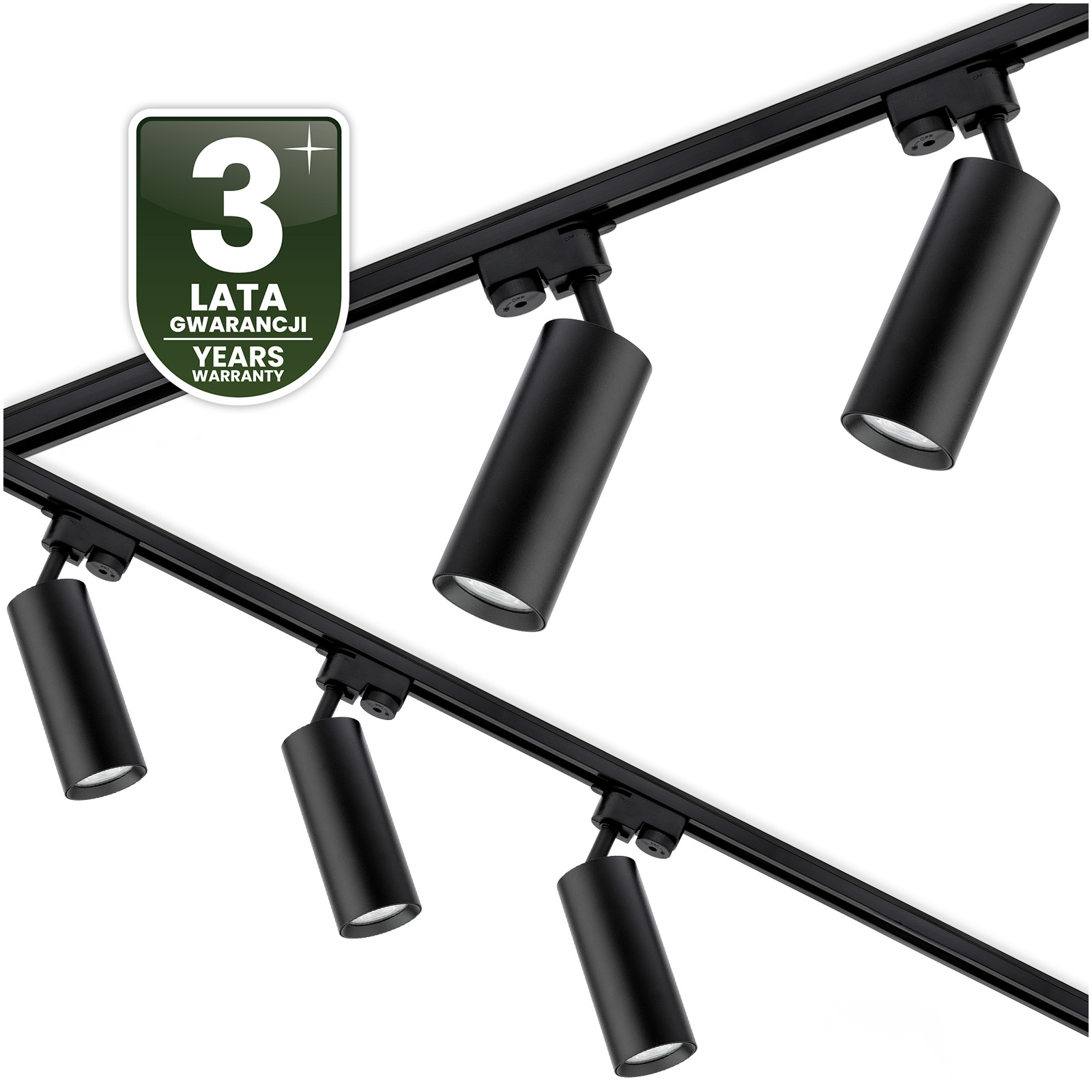 Zestaw Szynowy Szynoprzewód Szyna Listwa 3m + 5x Lampa Reflektor GU10 LED Czarny - czwarta cecha produktu