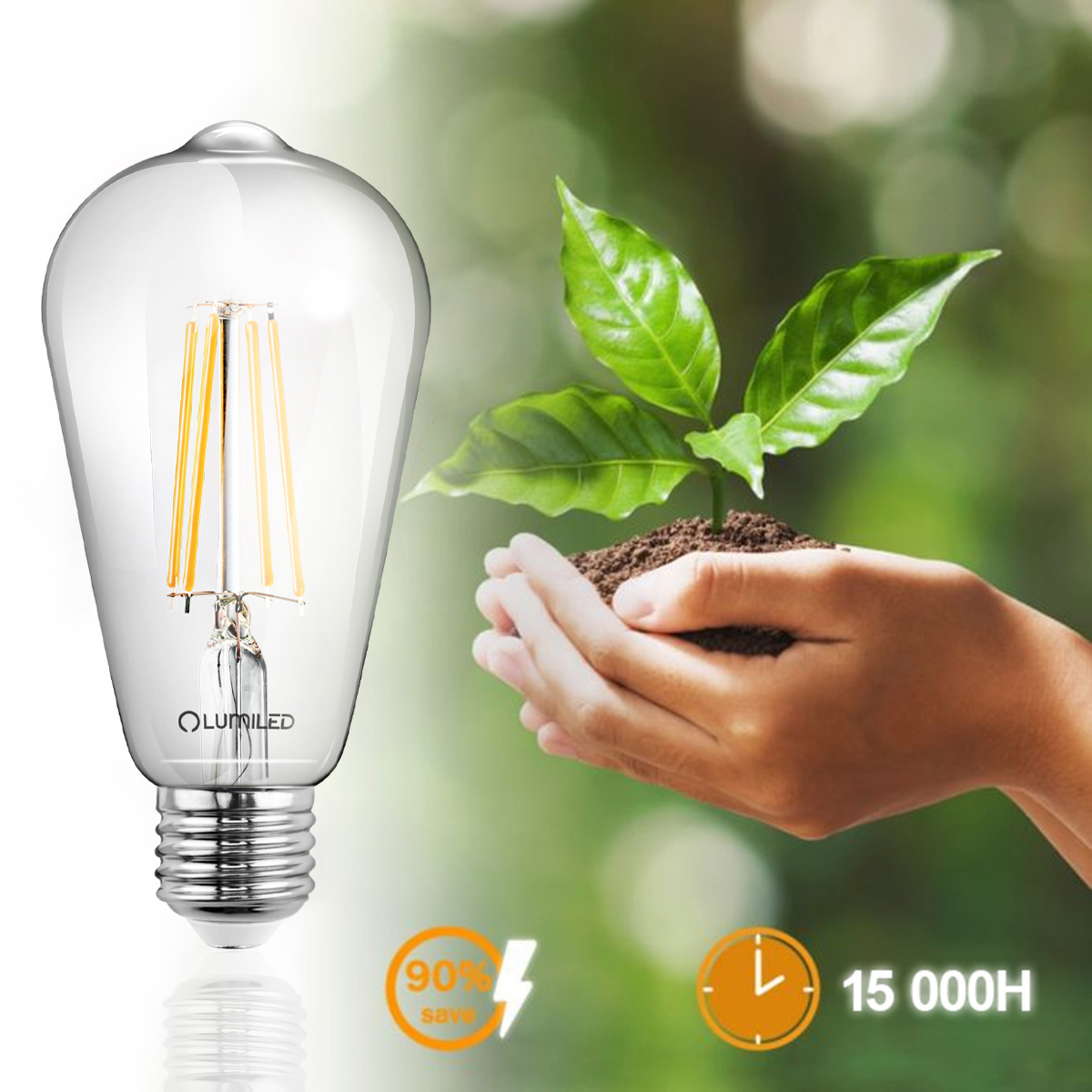 Żarówka LED E27 Edison ST64 8W = 60W 880lm 4000K Neutralna 360° FILAMENT LUMILED - druga cecha produktu