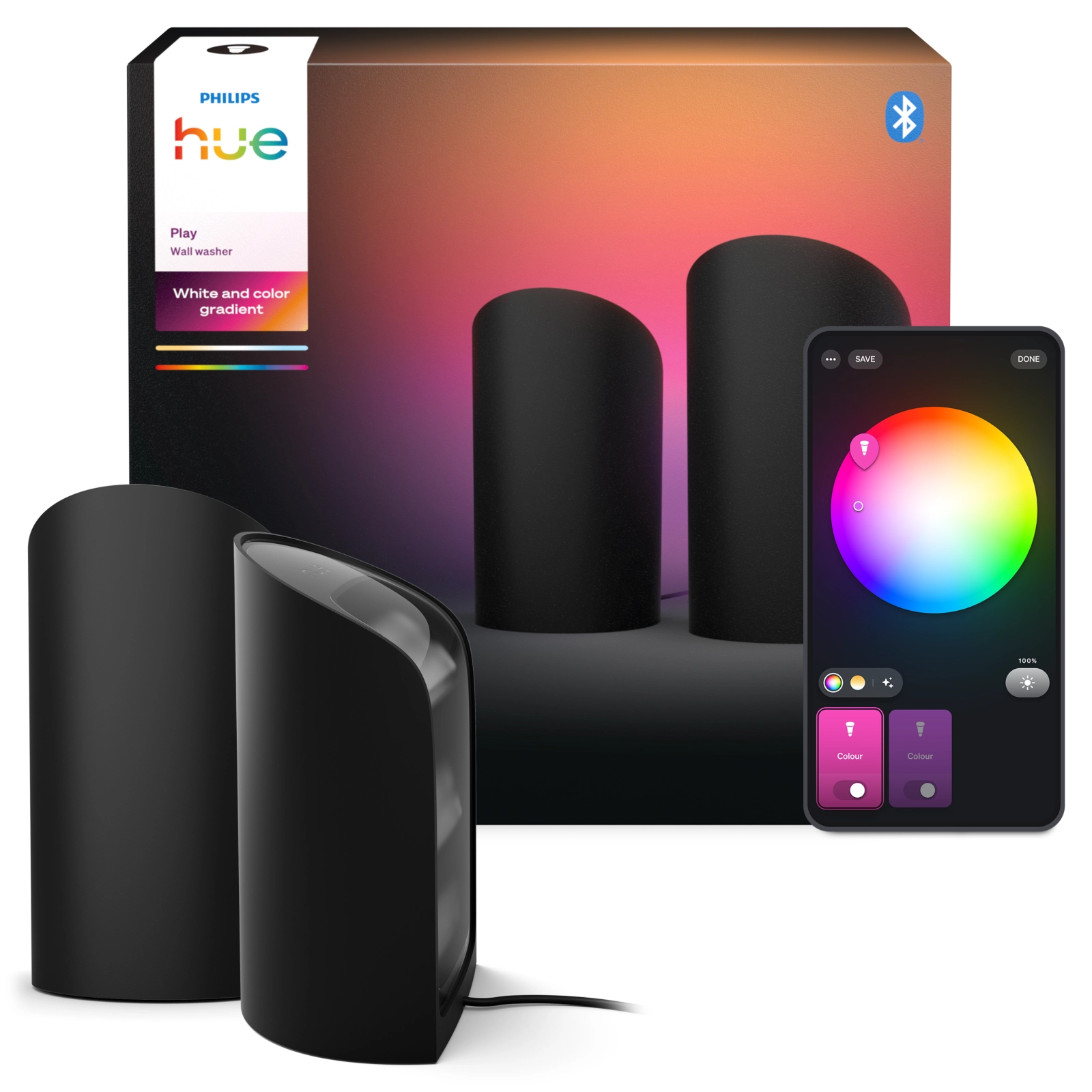 2x Lampka Biurkowa LED do Podświetlania Ścian 2070lm IP20 White and Color Ambiance RGB + TW Biała Inteligentna SMART Zigbee Bluetooth Indoor Table Lamp Play Wall Washer Philips HUE - główne zdjęcie produktu