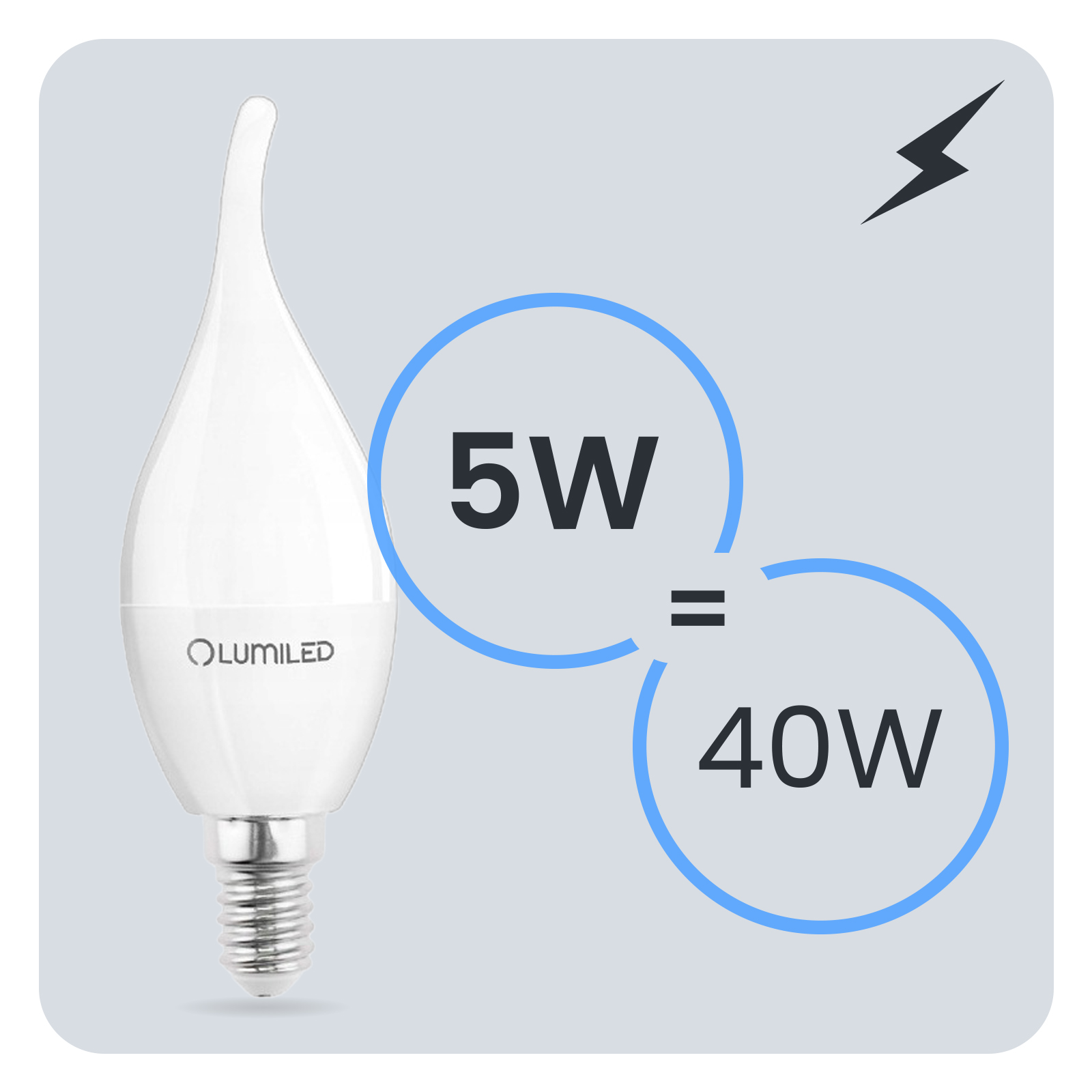 Żarówka LED E14 Świeczka BA35 5W = 40W 470lm 4000K Neutralna 180° LUMILED - trzecia cecha produktu