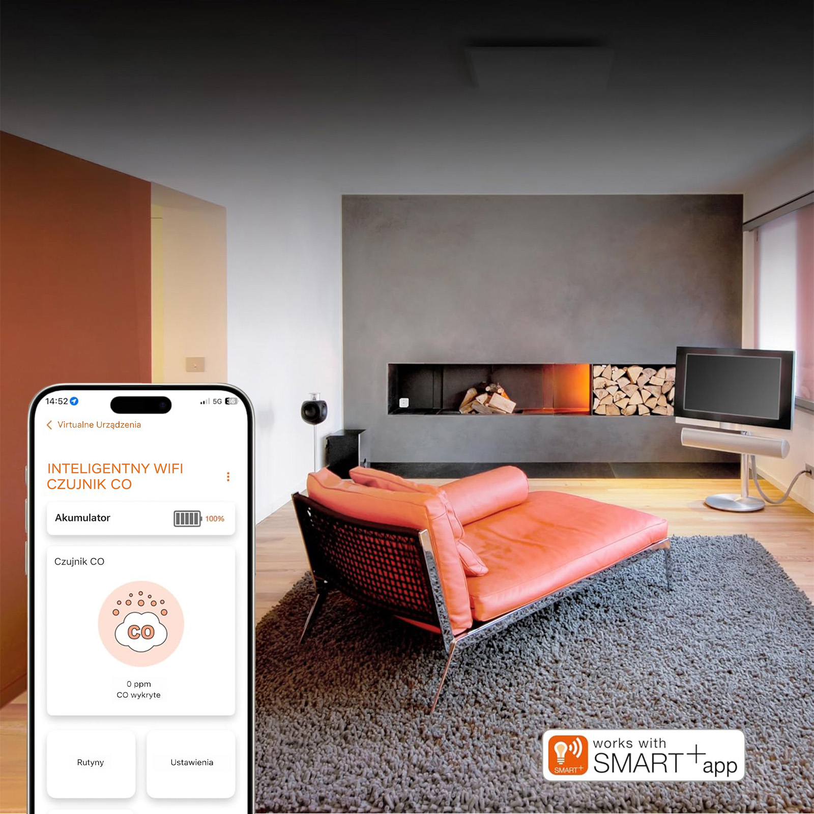 Inteligentny Bezprzewodowy Czujnik Tlenku Węgla Alarm 85dB Biały Osram SMART WiFi 2.4GHz - trzecia cecha produktu