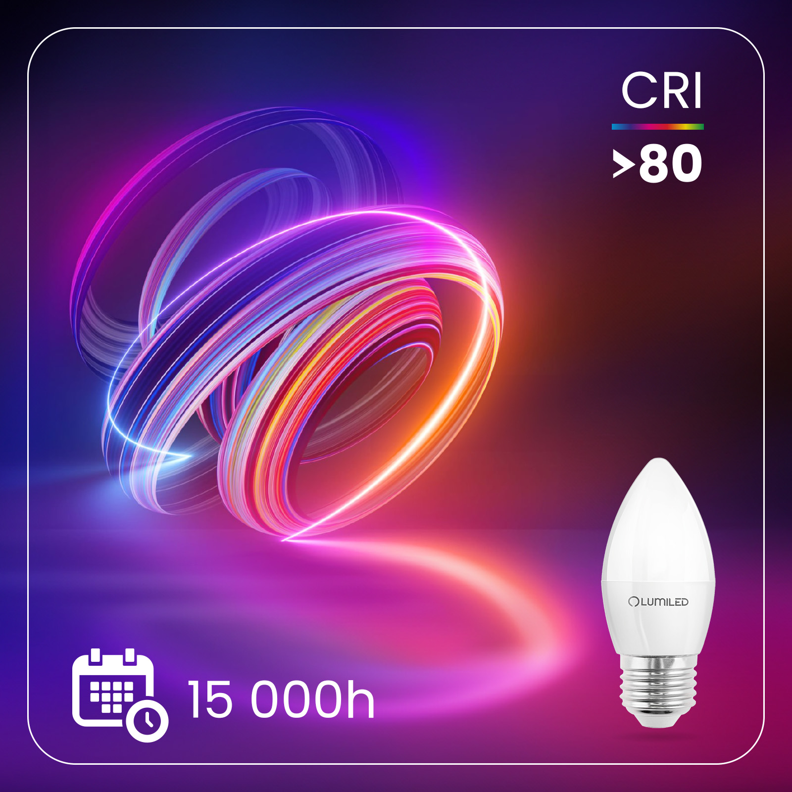 Żarówka LED E27 Świeczka B35 8W = 65W 880lm 6500K Zimna 180° LUMILED - druga cecha produktu