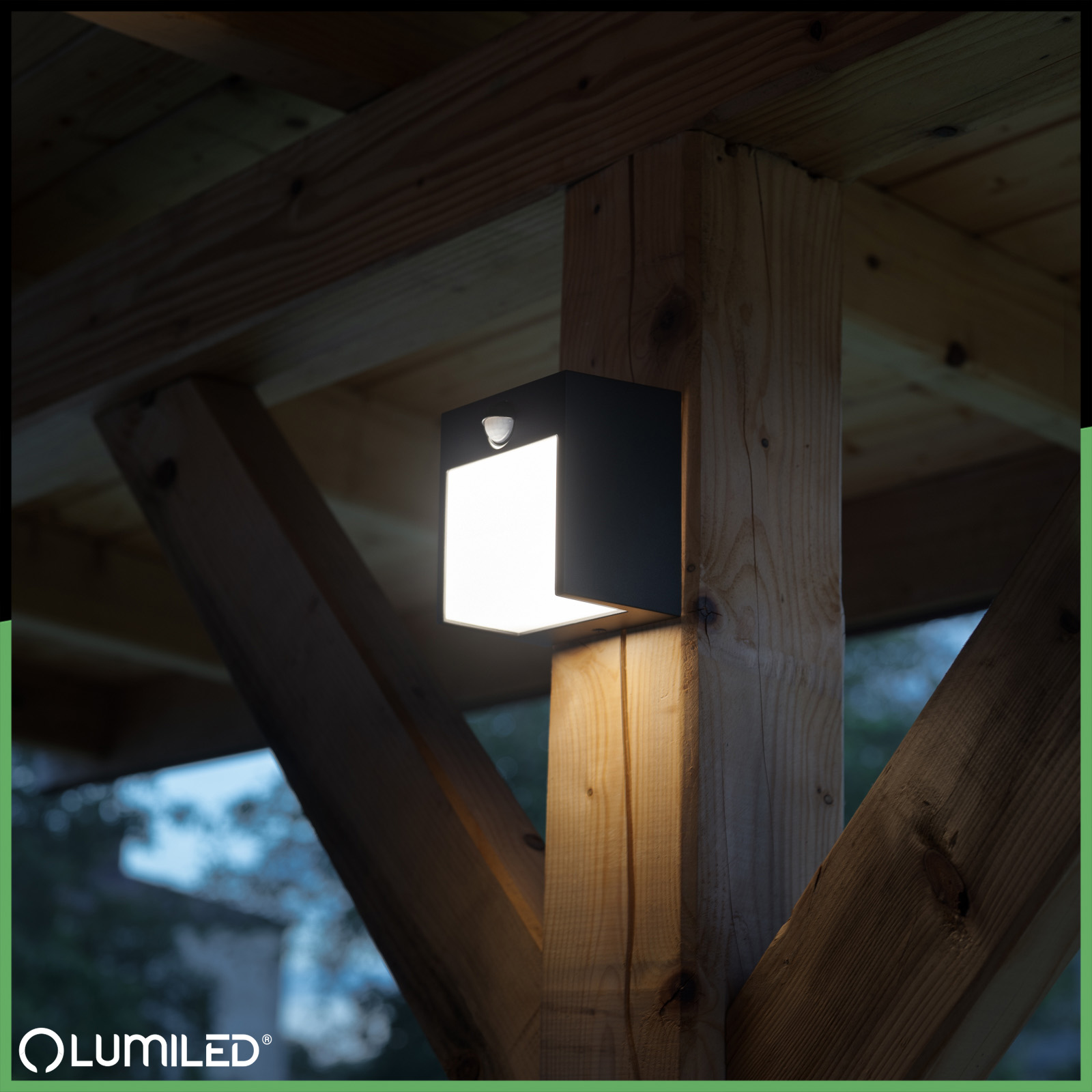 Lampa Ogrodowa Ścienna LED Kinkiet Elewacyjny Zewnętrzny PIR IP54 12W 3000K RUBUS LUMILED - pierwsza cecha produktu