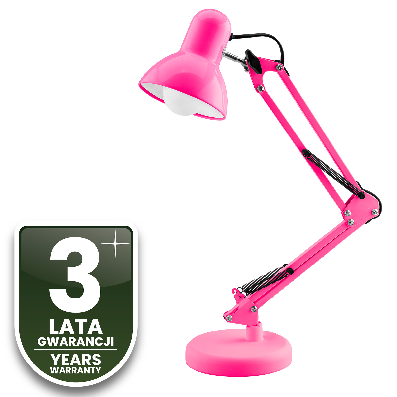 Lampka Biurkowa Kreślarska Stołowa E27 TOBI Różowa Lumiled + uchwyt na blat - czwarta cecha produktu
