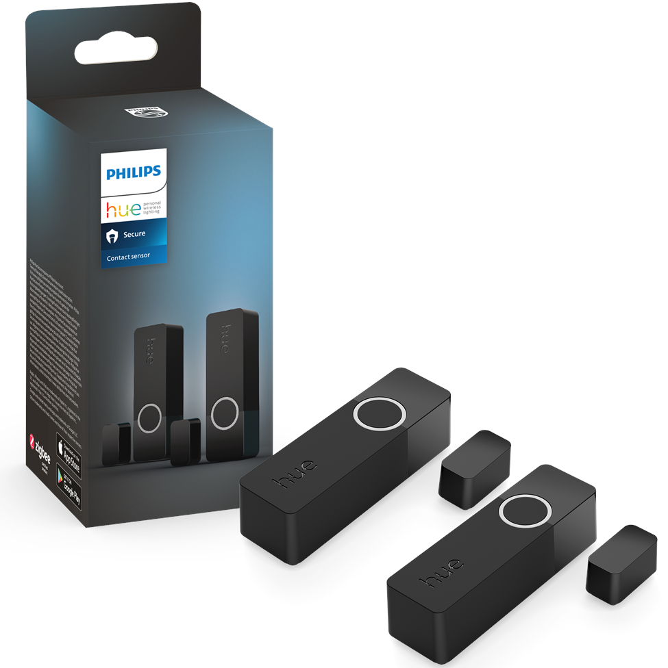 Inteligentny Czujnik Kontaktu do Okien i Drzwi Czarny Bateryjny SMART Zigbee Contact Sensor Secure Philips HUE 2 szt. - główne zdjęcie produktu