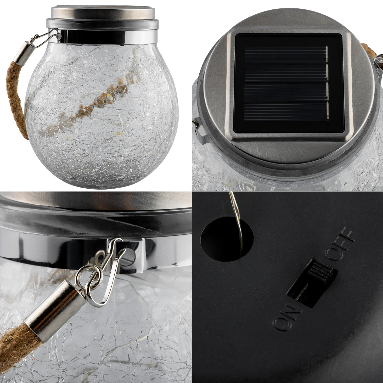 Lampa Solarna Ogrodowa LED MAGUS 3000K Latarenka Lampion na Baterie Kula Szklana Słoik LUMILED - pierwsza cecha produktu