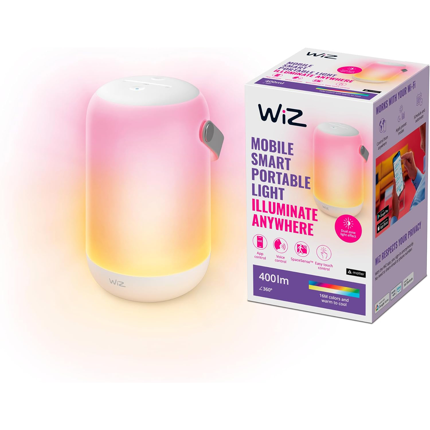 Lampka Biurkowa LED Nocna 13.5W 400lm 2200-6500K RGB + TW 19.3cm Inteligentna SMART WiFi Bluetooth Aplikacja Mobile WiZ - główne zdjęcie produktu