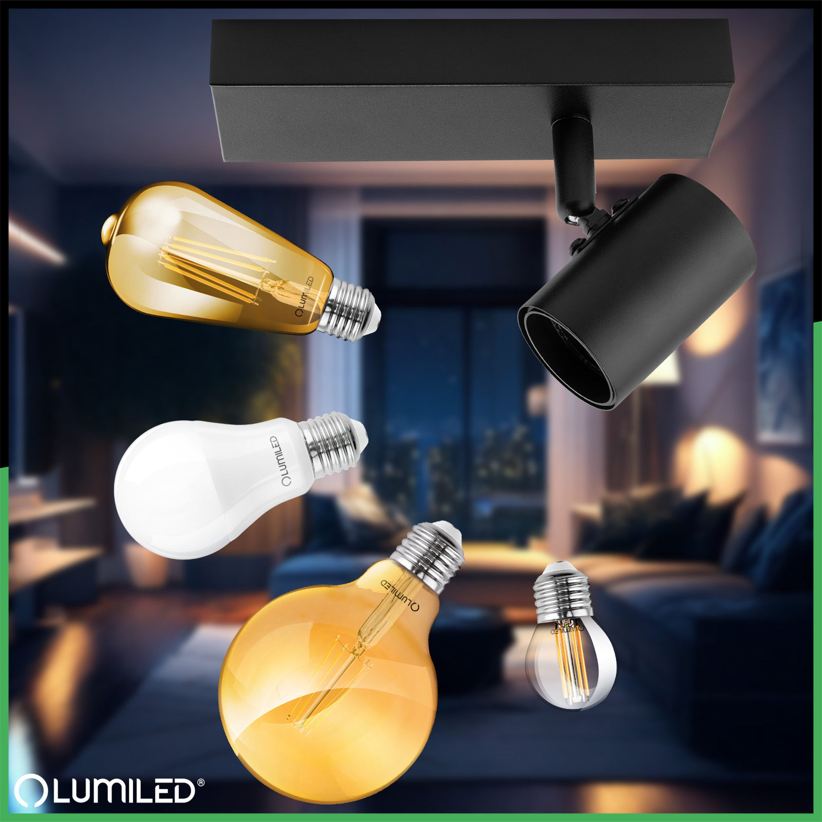 Lampa Ścienna Reflektor LED Sufitowa Ruchoma Kinkiet Spot E27 GLASA Czarna Lumiled - druga cecha produktu
