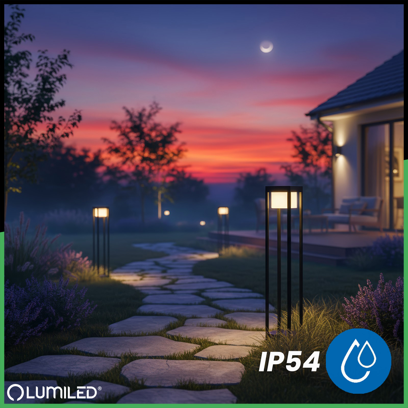 Lampa Ogrodowa Słupek Zewnętrzny Stojący LED 12W 3000K 80cm Czarny QUERCUS LUMILED - pierwsza cecha produktu