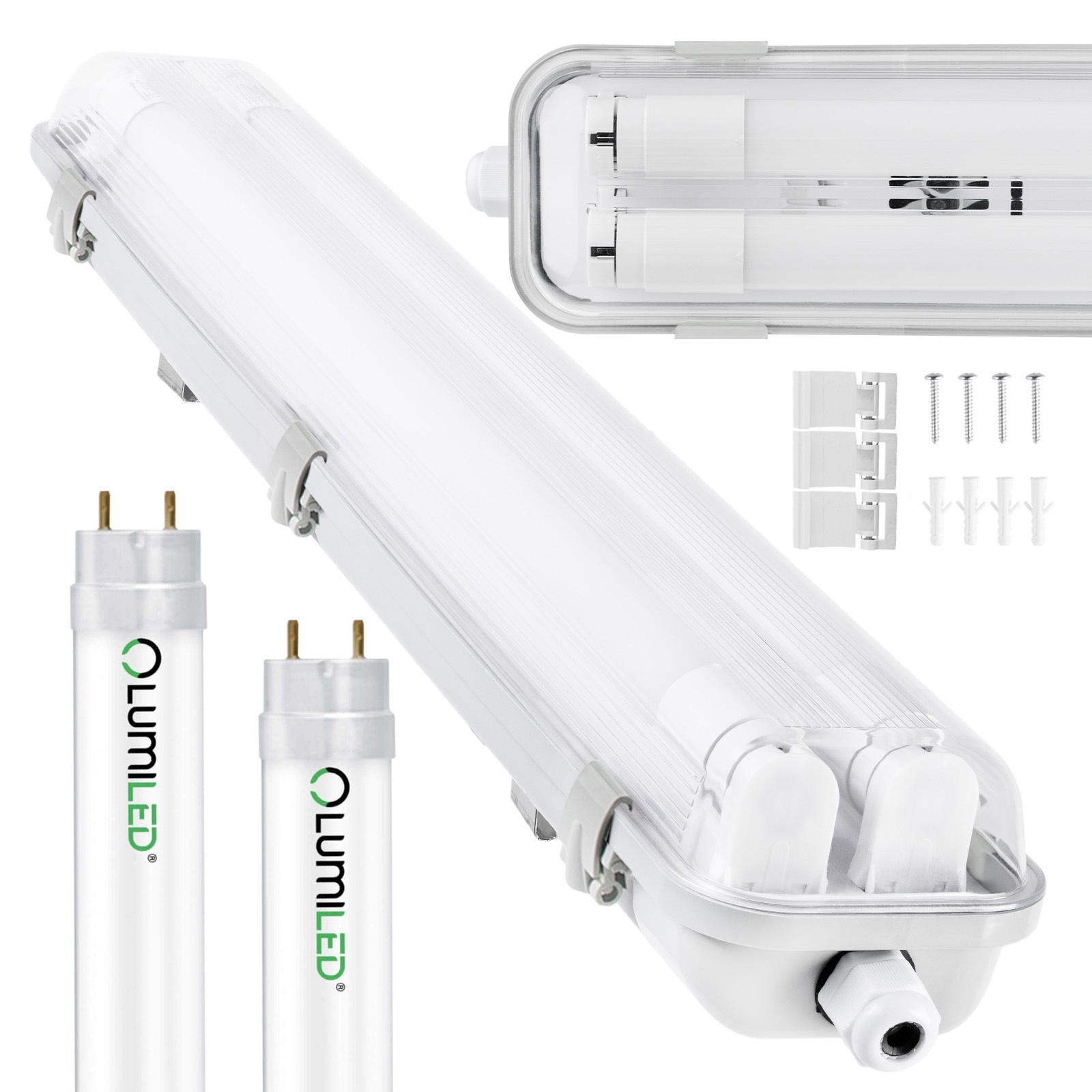 Oprawa Hermetyczna Pyłoszczelna 120cm 2xT8 G13 IP65 + 2x Świetlówki LED 18W - główne zdjęcie produktu