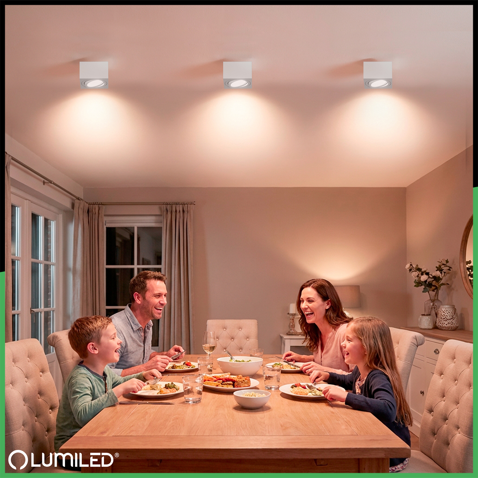 Oprawa Natynkowa HALOGENOWA Tuba Spot Ruchoma Kwadratowa Biała 50mm + Wkład LED 7W 3000K  AMAT-S LUMILED - obszar zastosowań