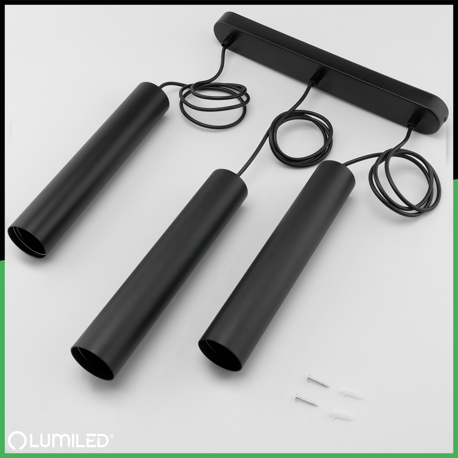 Lampa Wisząca Sufitowa Zwis 29cm Reflektor 3x GU10 LED SOPLO Czarny LUMILED - skład produktu