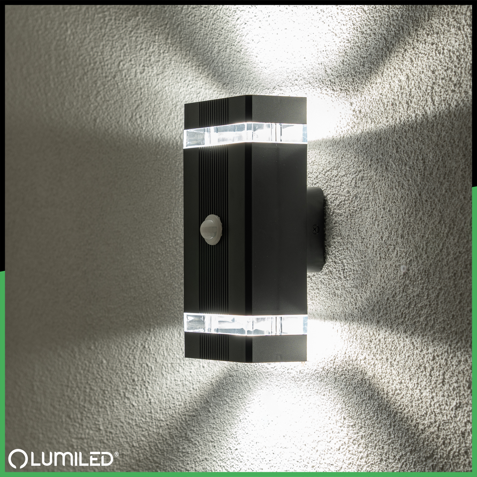 Lampa Ogrodowa Kinkiet Elewacyjny góra dół 2x GU10 Czarny Czujnik Ruchu i Zmierzchu IP54 HEDERA LUMILED - trzecia cecha produktu