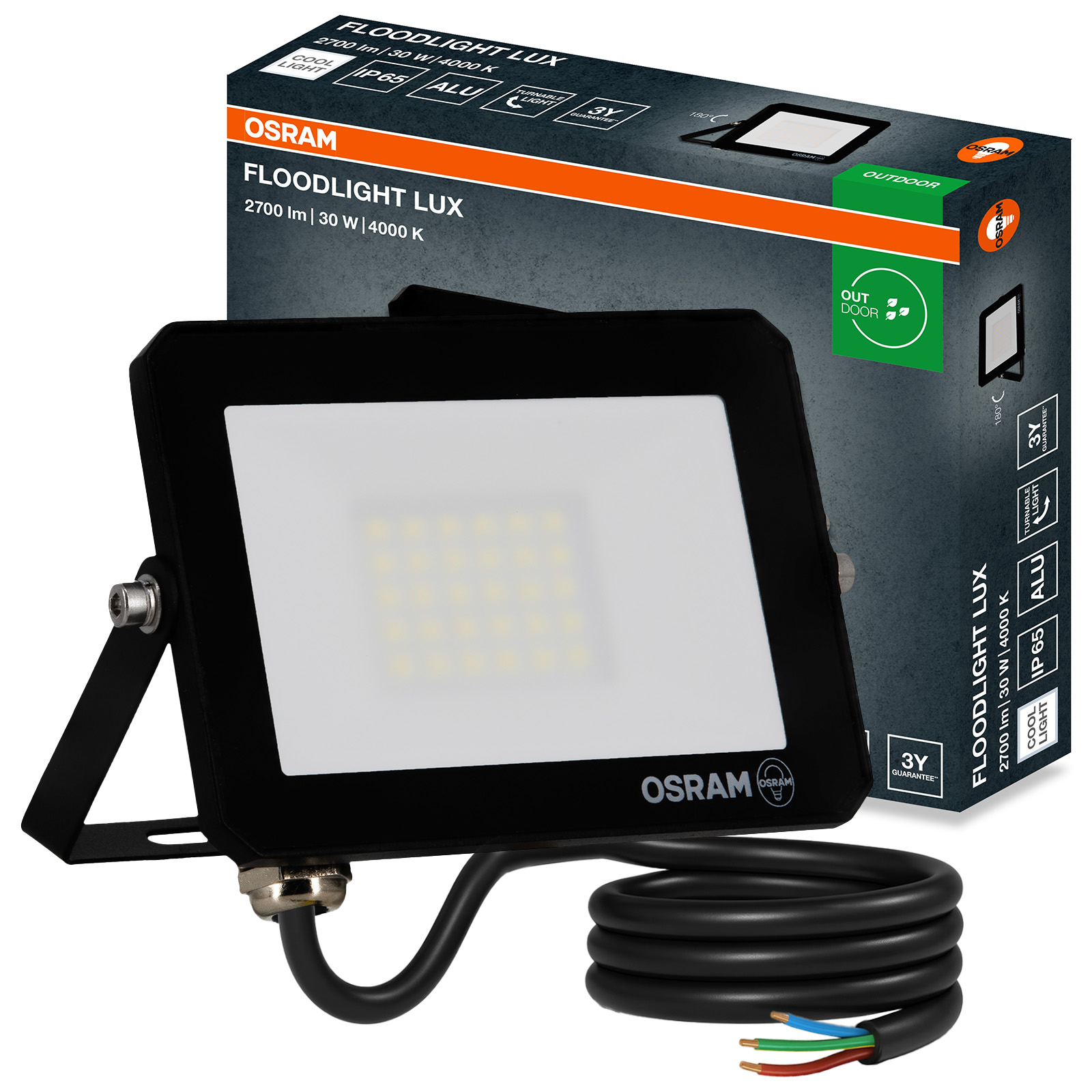 Naświetlacz LED Halogen Zewnętrzny Reflektor 30W 4000K 2700lm IP65 FLOODLIGHT LUX OSRAM - główne zdjęcie produktu