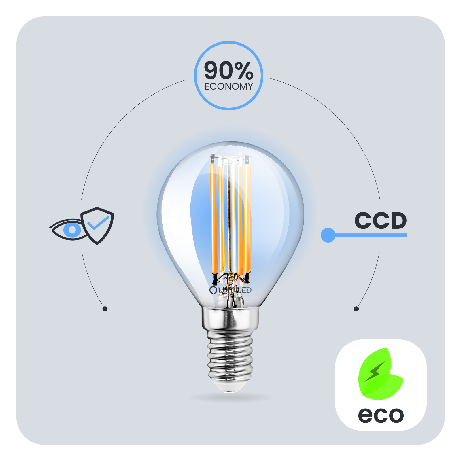 Żarówka LED E14 Kulka P45 4W = 40W 470lm 4000K Neutralna 360° FILAMENT LUMILED - pierwsza cecha produktu