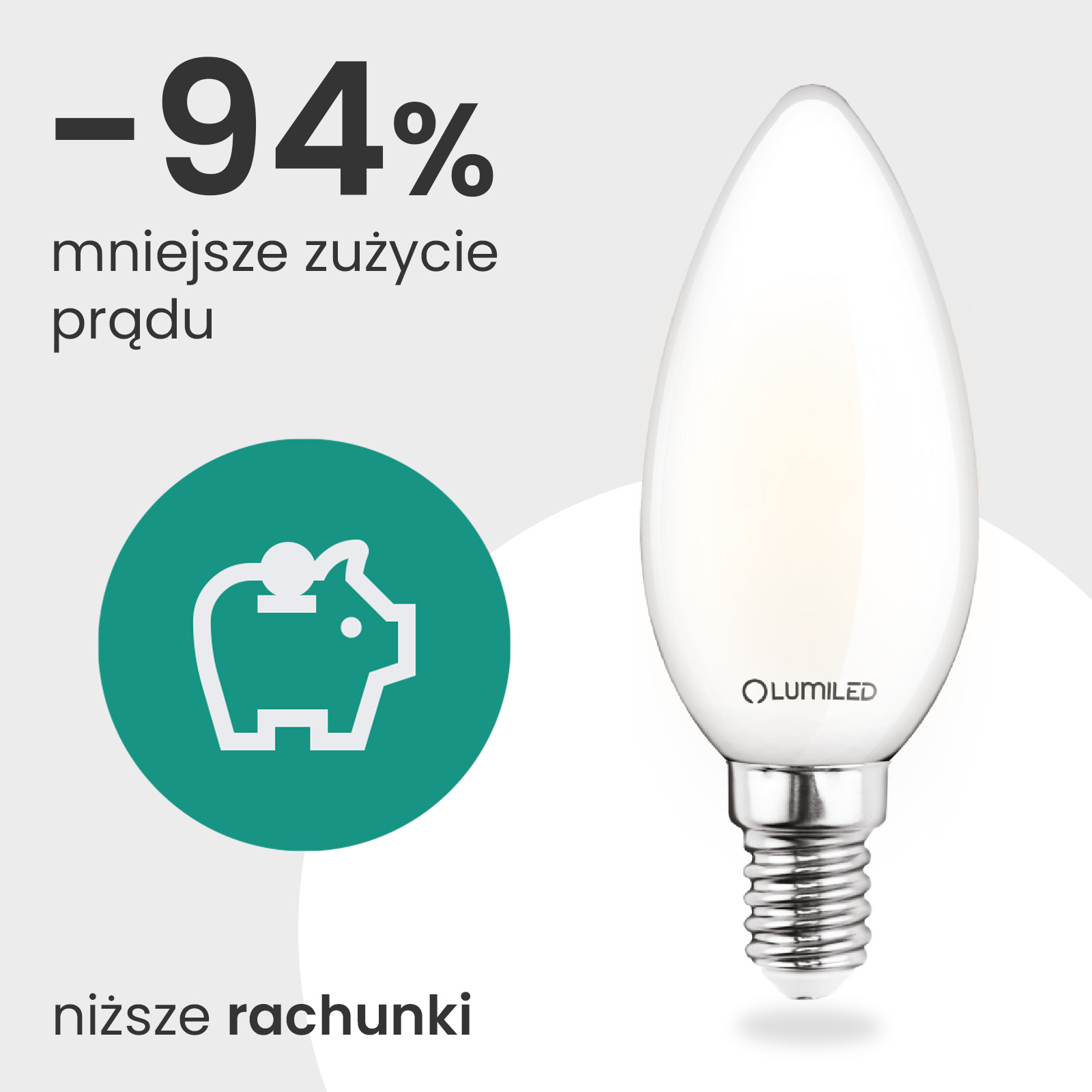 10x Żarówka LED E14 Świeczka B35 2,2W 470lm = 40W 4000K Neutralna 360° Filament KLASA A LUMILED - pierwsza cecha produktu